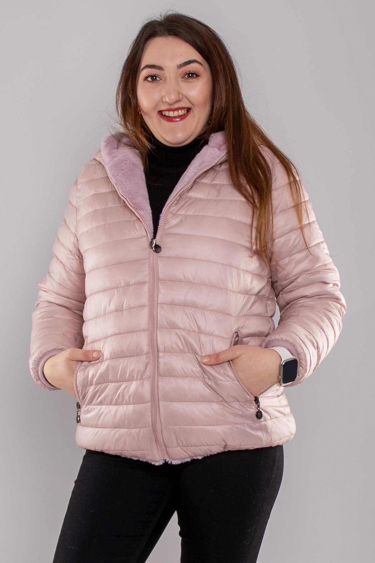 P3 6002 Çift Taraflı İçi Kürklü Kapüşonlu Mont