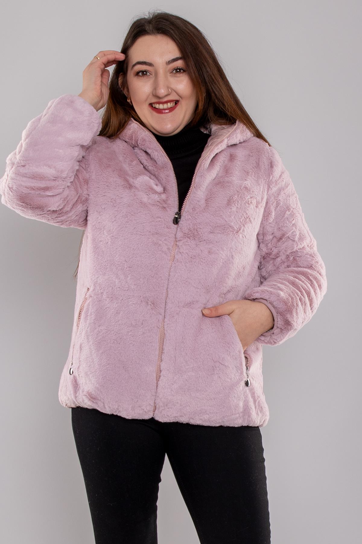 P3 6002 Çift Taraflı İçi Kürklü Kapüşonlu Mont