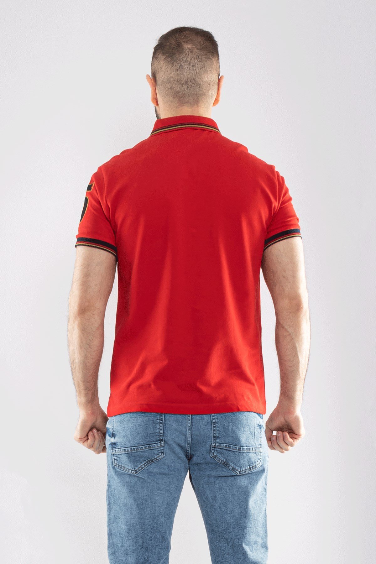 PL-2440 Penye Lacost Polo Yaka Gemi Baskılı Pamuk Tshirt