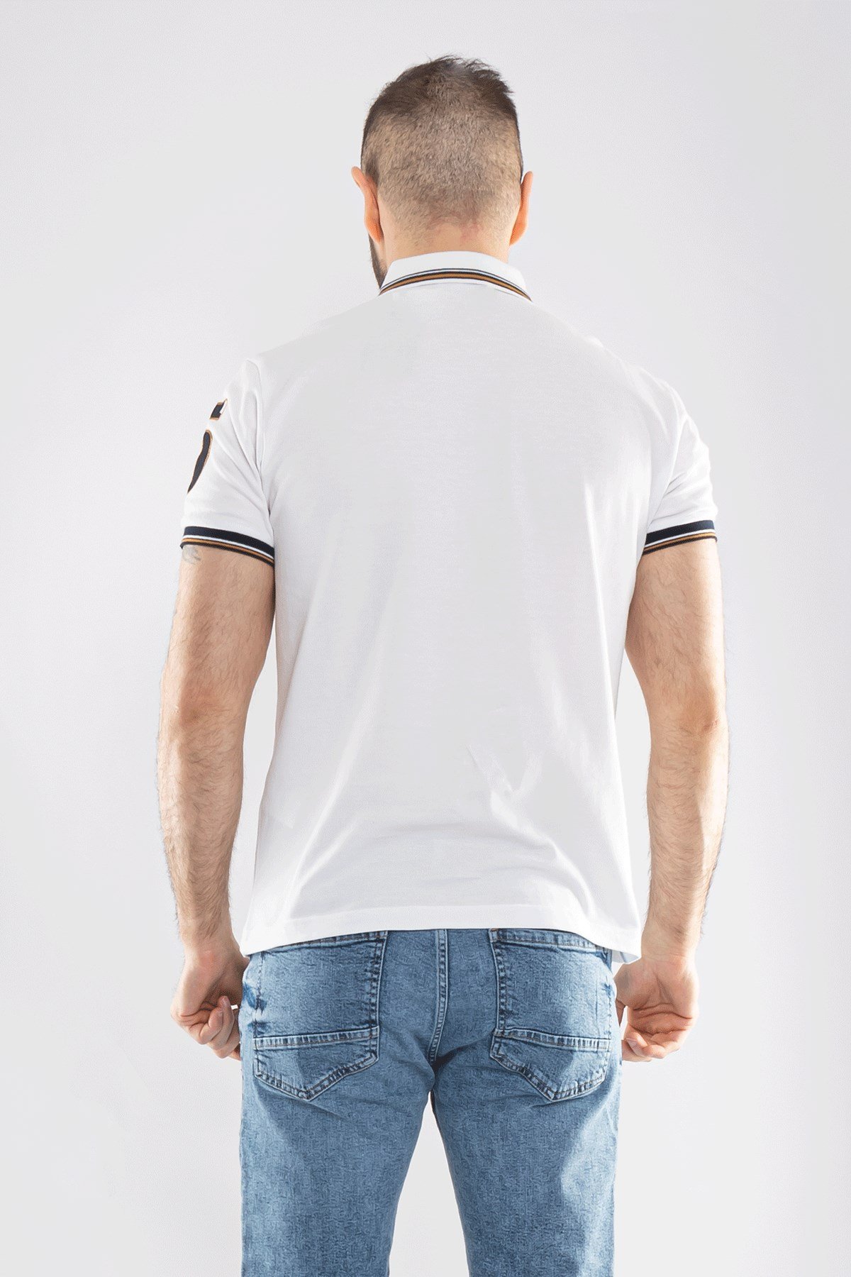 PL-2440 Penye Lacost Polo Yaka Gemi Baskılı Pamuk Tshirt