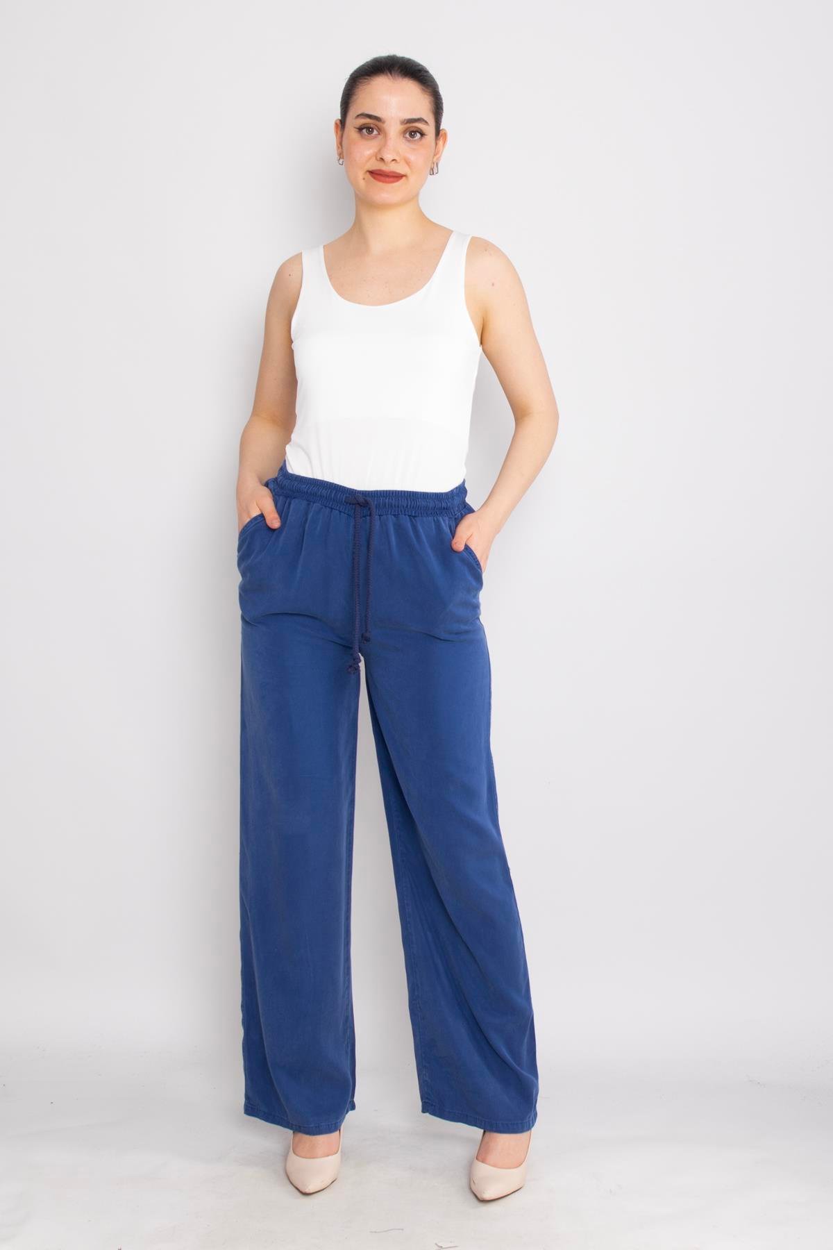 ŞMA8033 Beli lastikli Tencel Bol Paça Pantolon