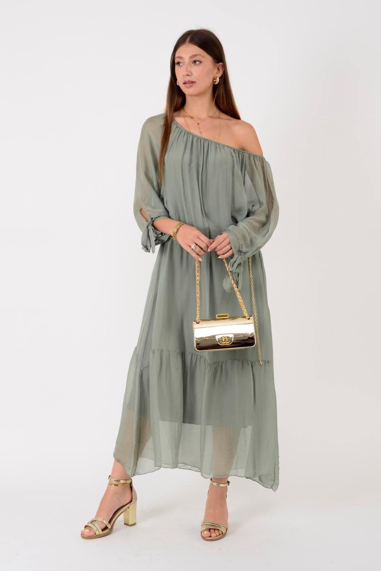 SN653 Düz Desen İpek Elbise