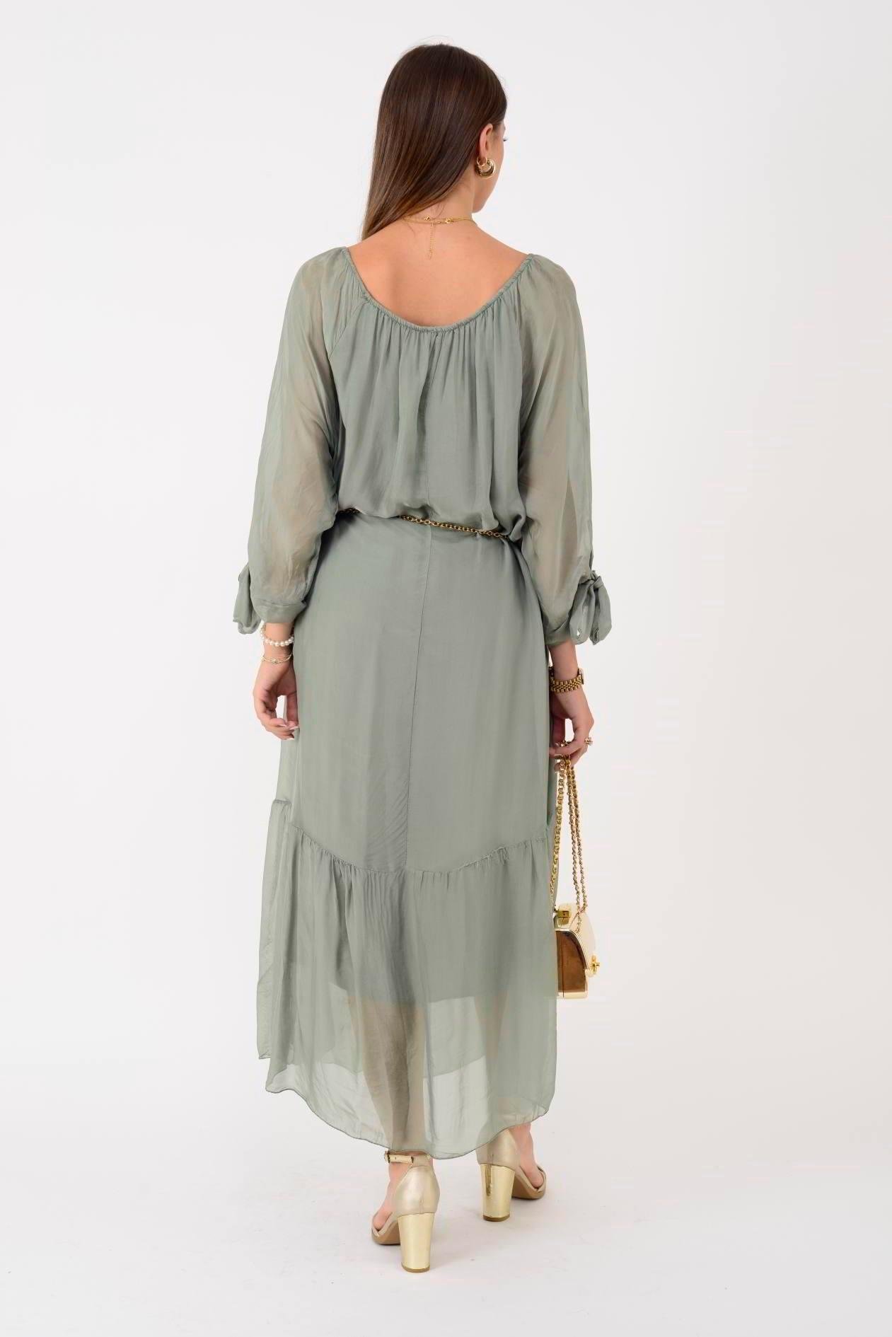 SN653 Düz Desen İpek Elbise