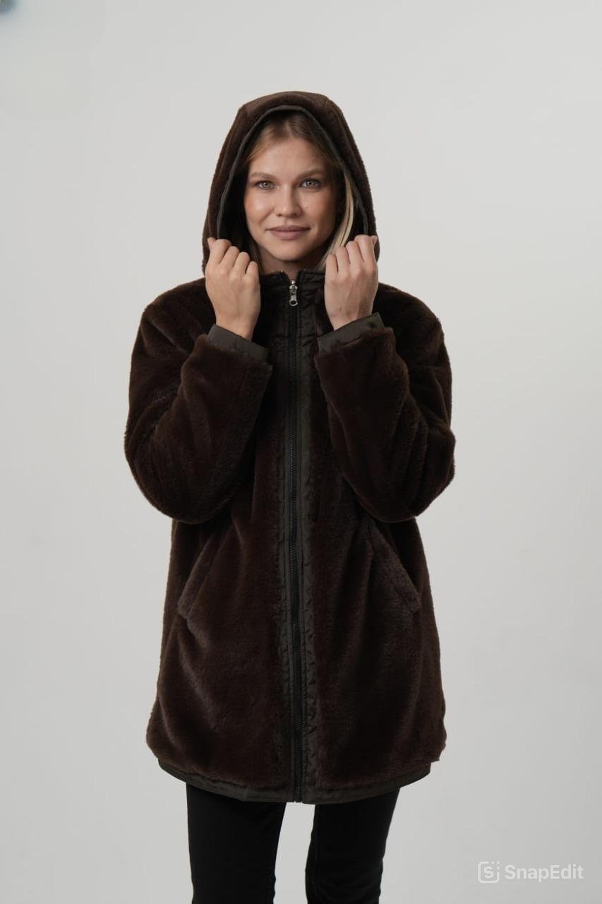 VİOLET Kapüşonlu Bele Bağcıklı İçi Peluş Kürklü Kadın Mont