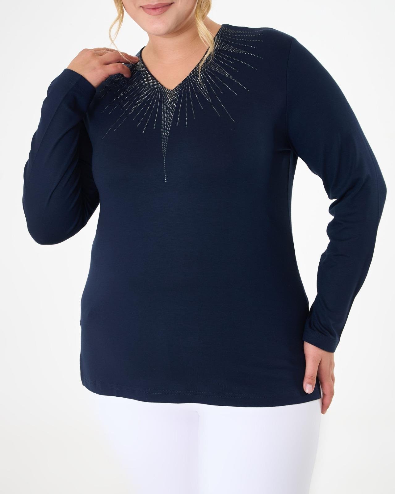 Y1027 VYaka Taş Baskılıı Bluz