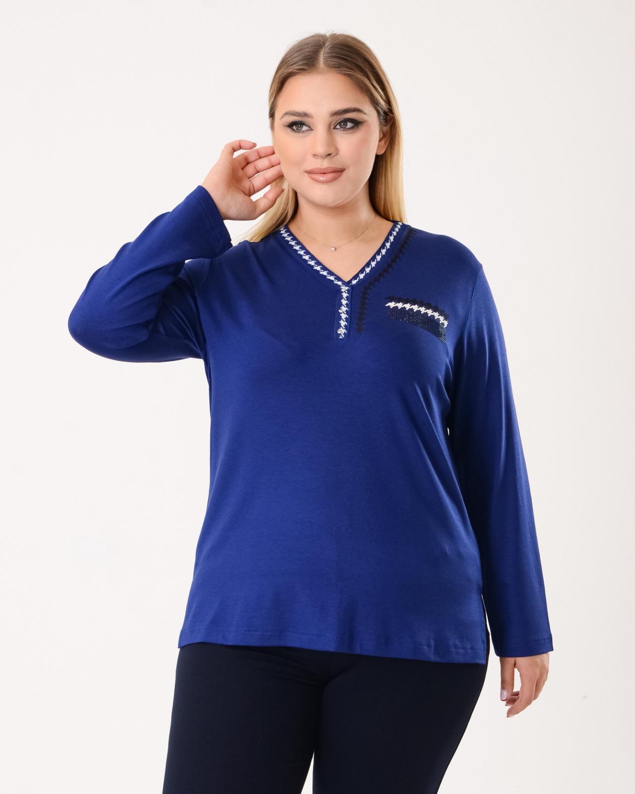 Y962 VYaka Kazayağı Detay Triko Bluz