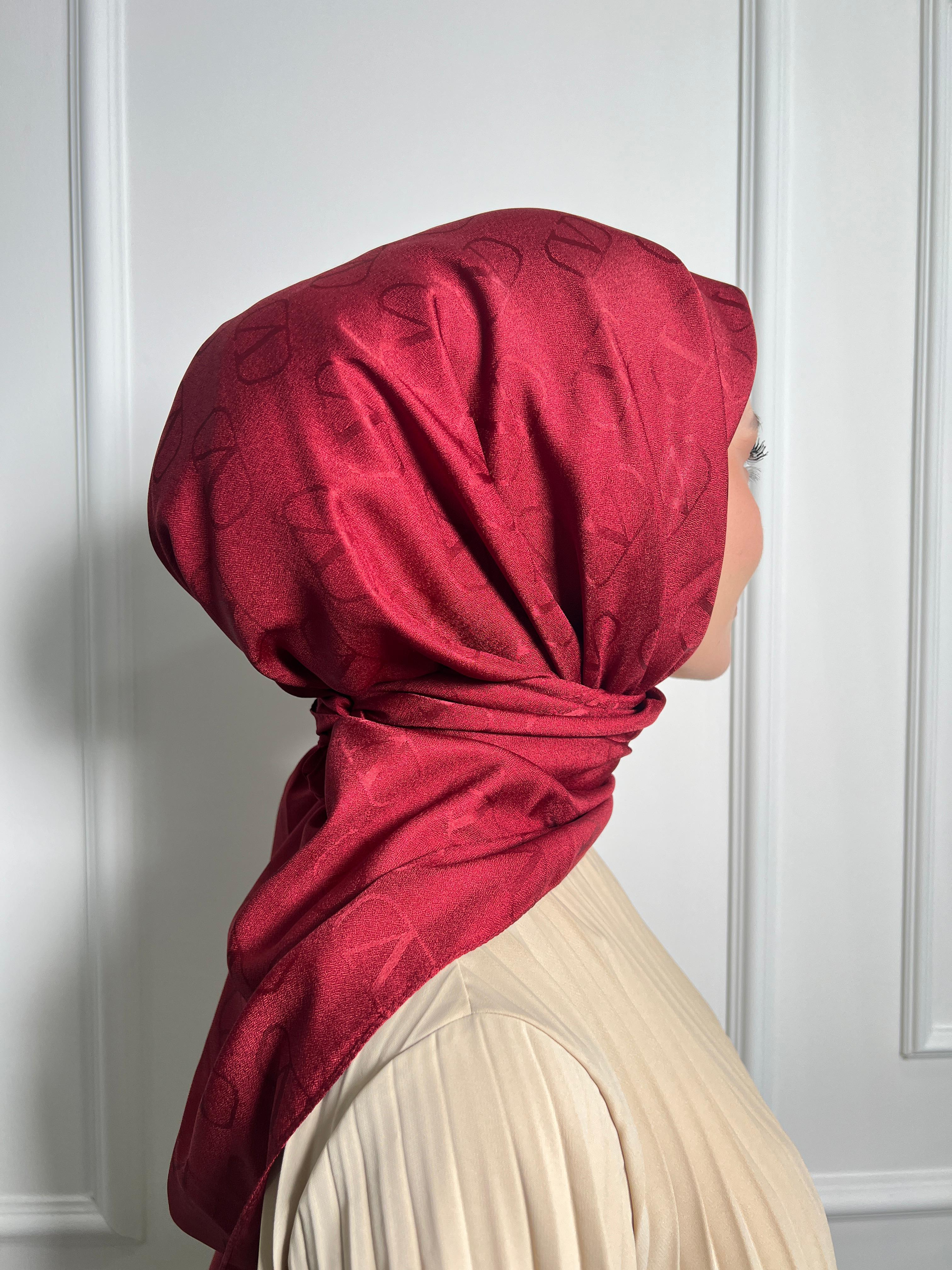 Bordo - V Desen Eşarp