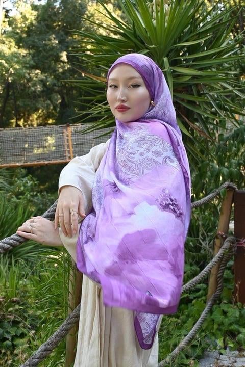 Comfy Asel Desen Şal - Lila