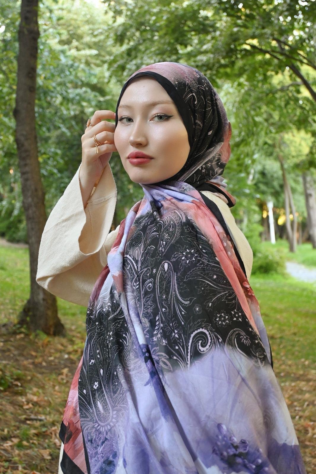 Comfy Asel Desen Şal - Siyah