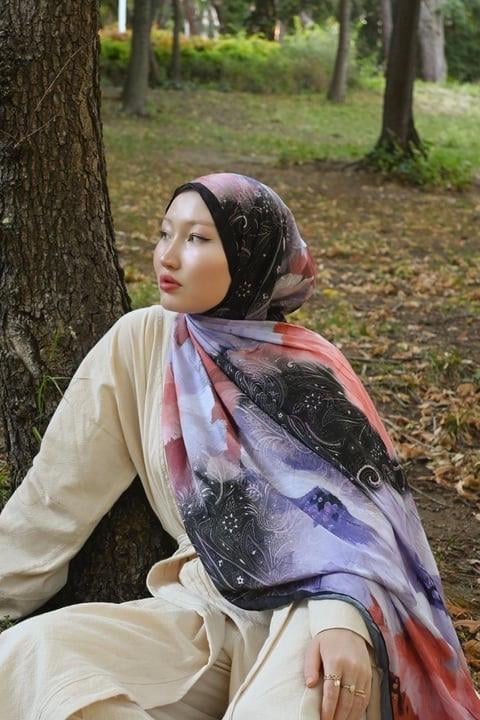 Comfy Asel Desen Şal - Siyah