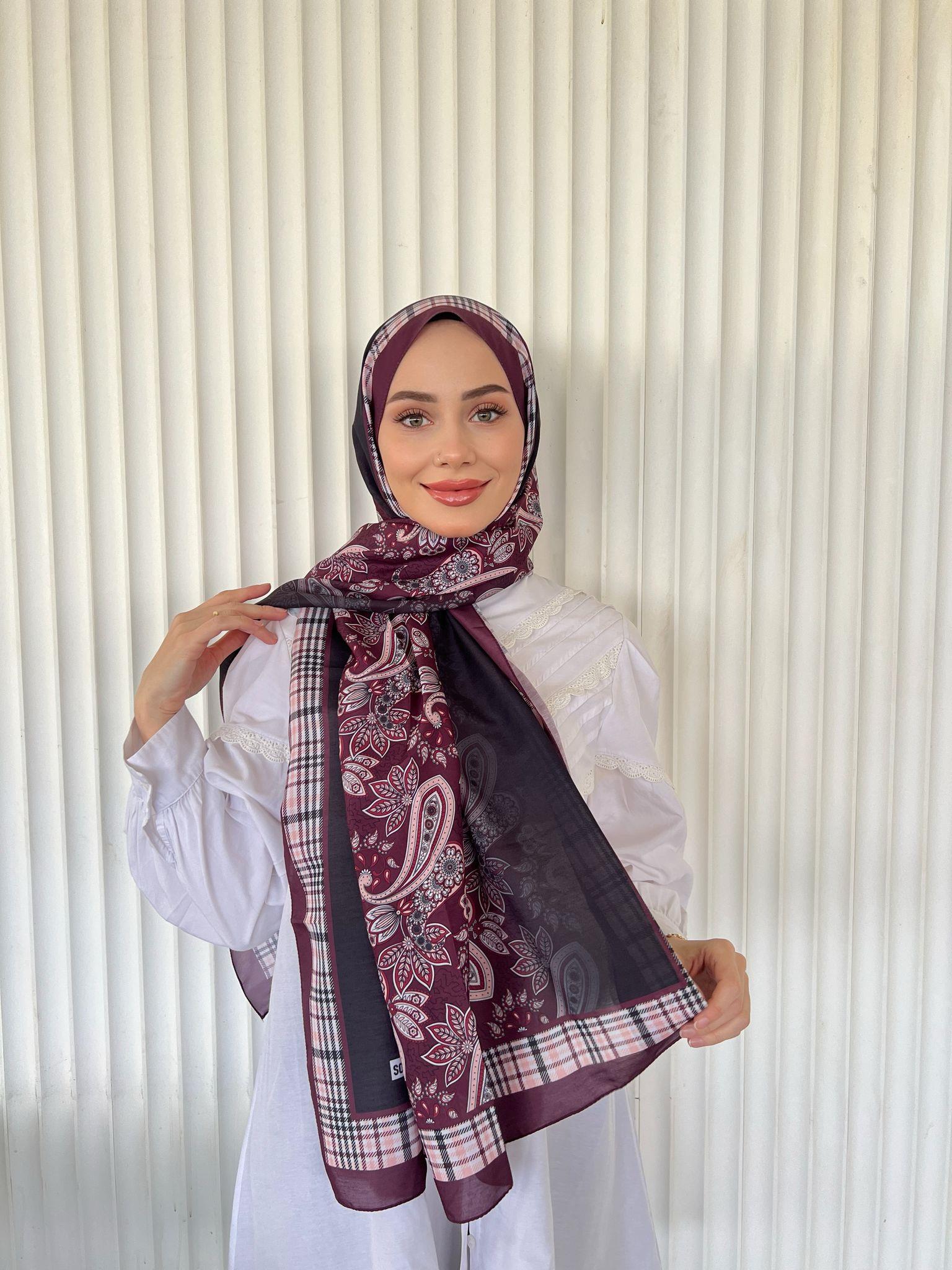 ETHNIC VUAL MOUSSE DESEN ŞAL – BORDO