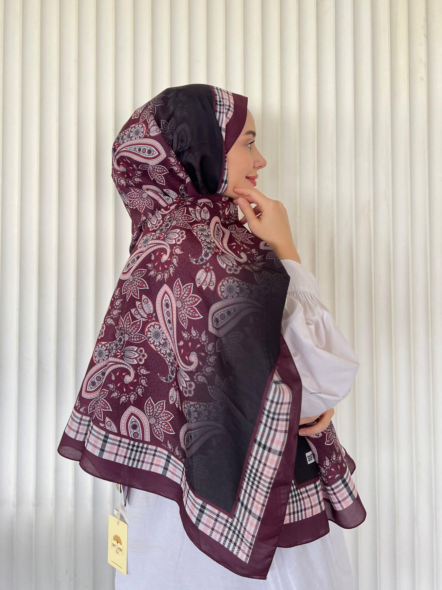 ETHNIC VUAL MOUSSE DESEN ŞAL – BORDO