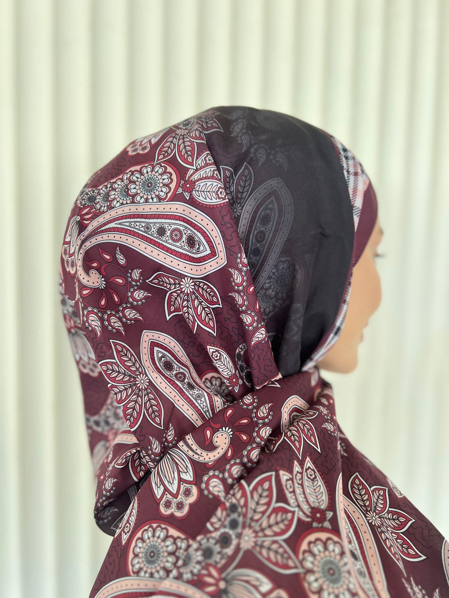 ETHNIC VUAL MOUSSE DESEN ŞAL – BORDO