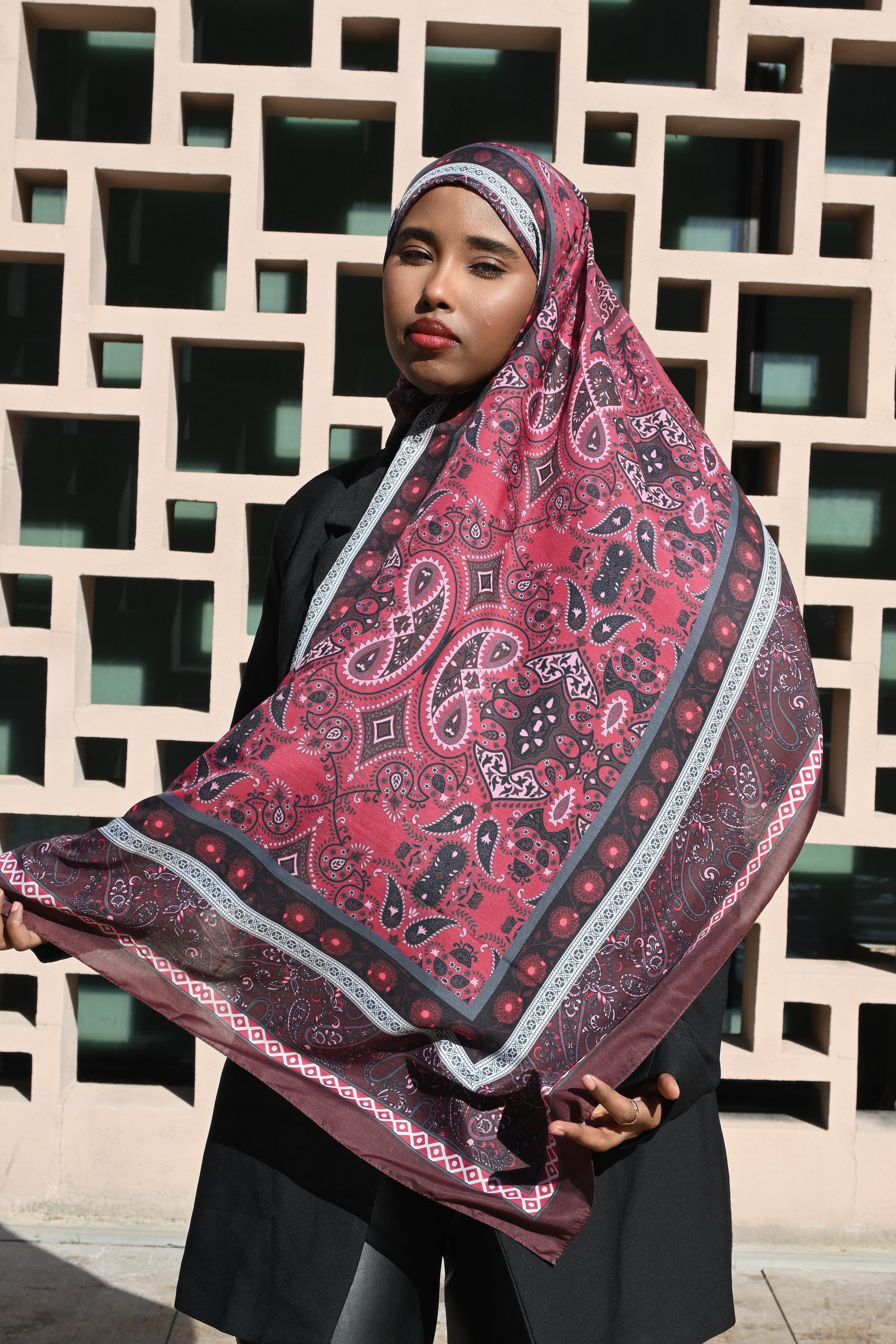 ETHNIC VUAL PAPİLON DESEN ŞAL – BORDO