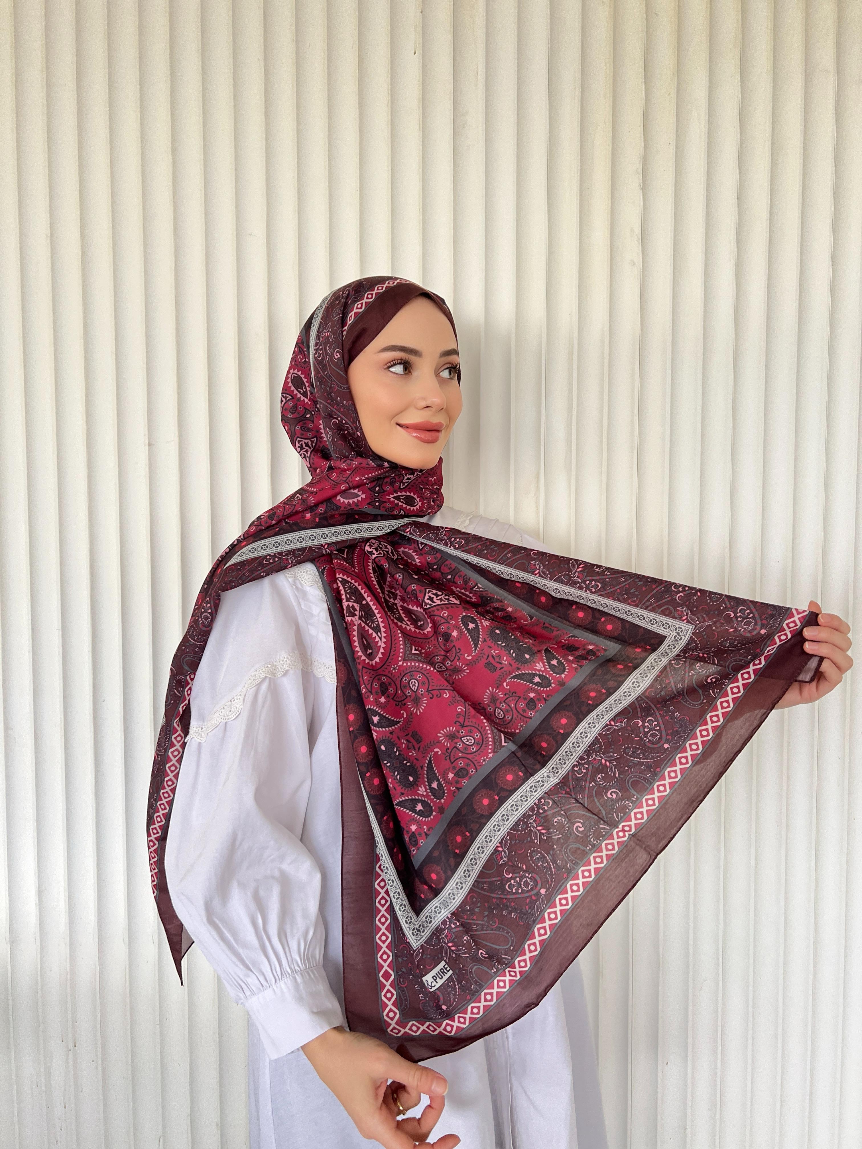 ETHNIC VUAL PAPİLON DESEN ŞAL – BORDO