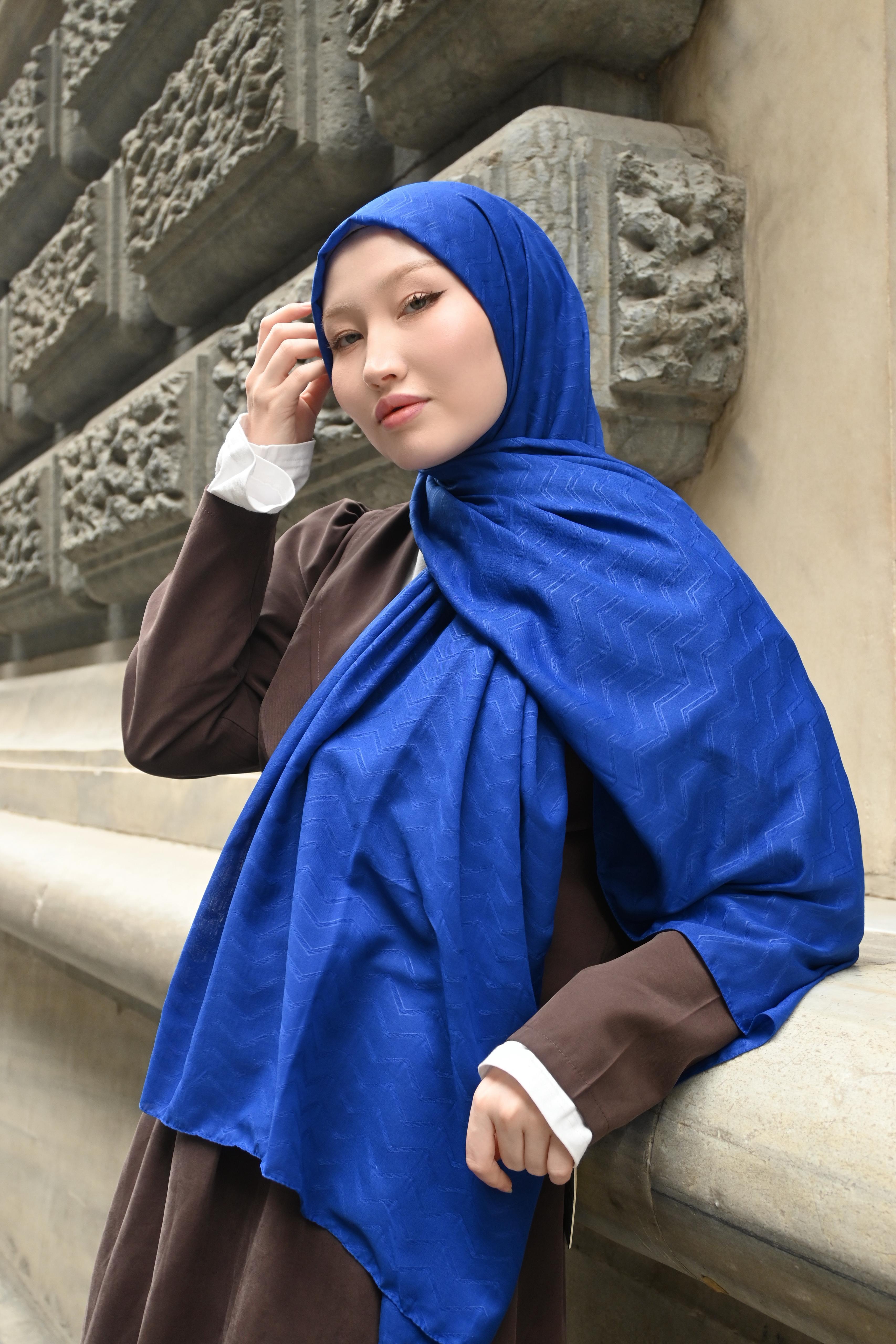 Gece Mavi - Zigzag Desen Bambu Jakar
