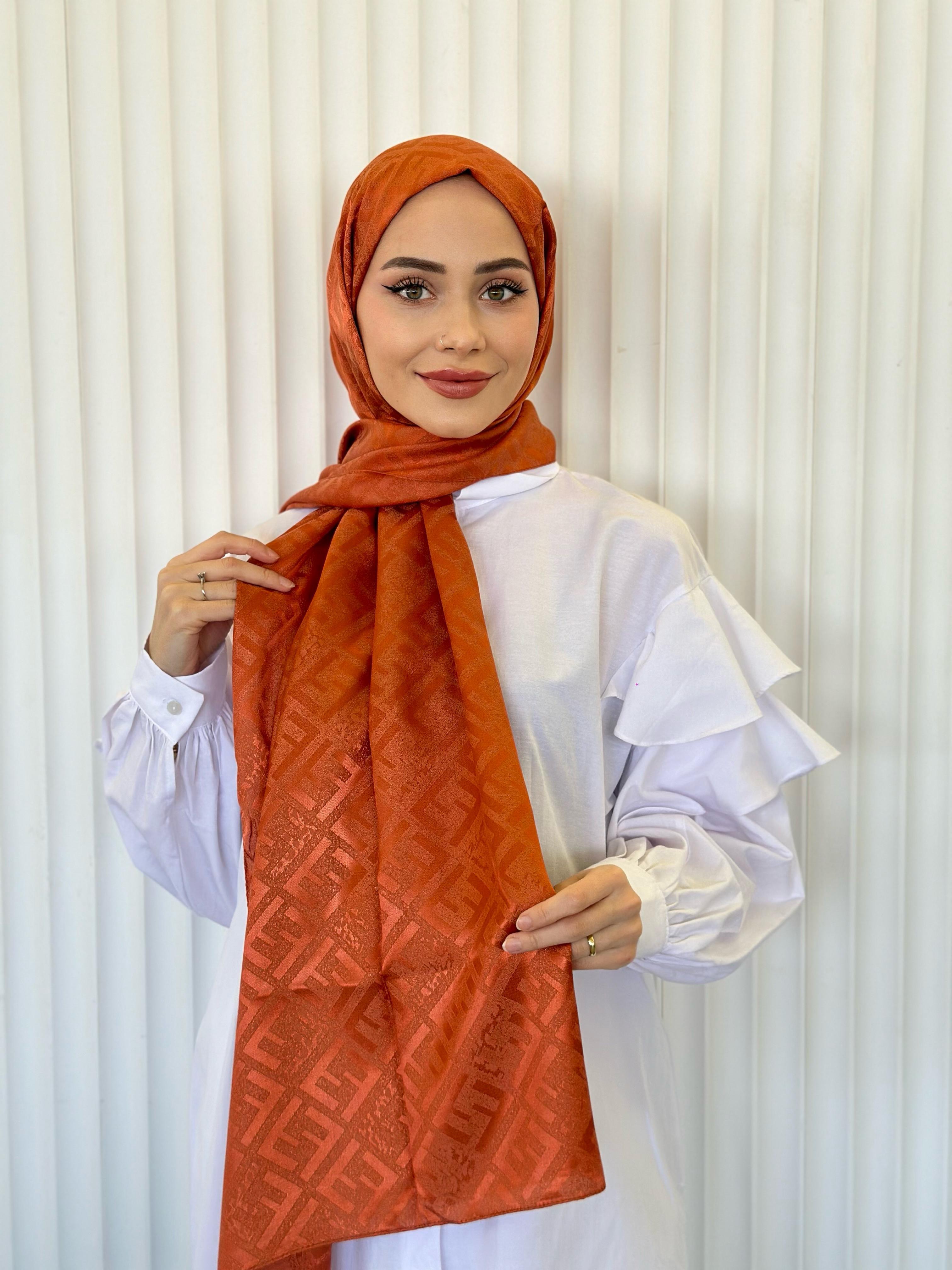 Kiremit - F Desen Parlak Şal