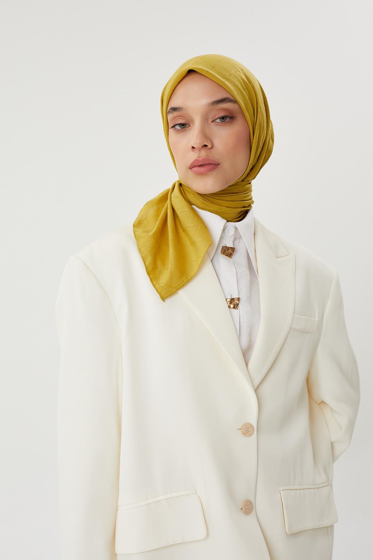 Olive Yeşili - Bambu Jakar Eşarp