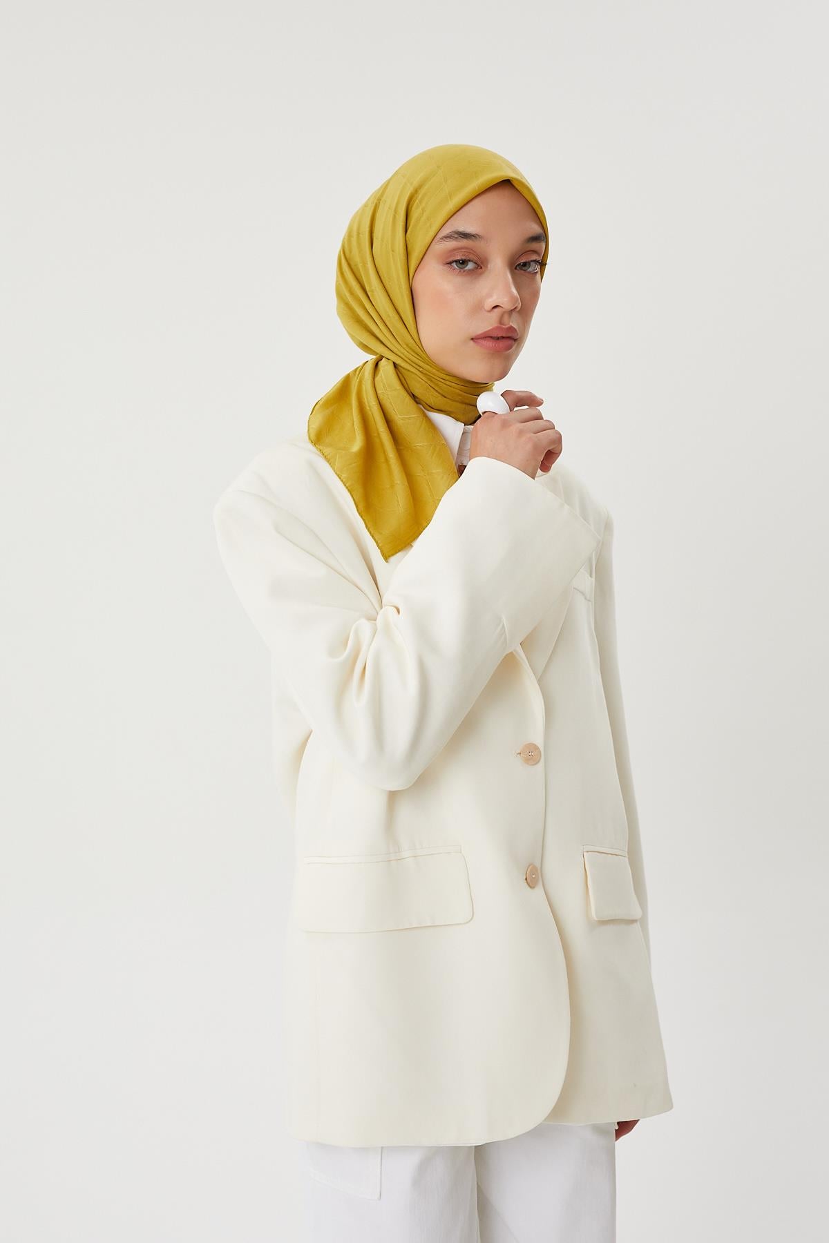 Olive Yeşili - Bambu Jakar Eşarp