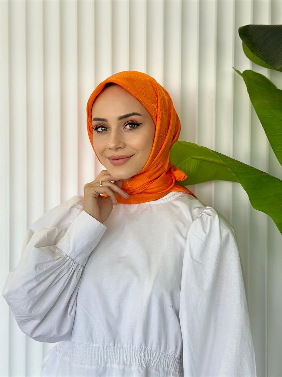 Oranj - Monogram Desen Eşarp