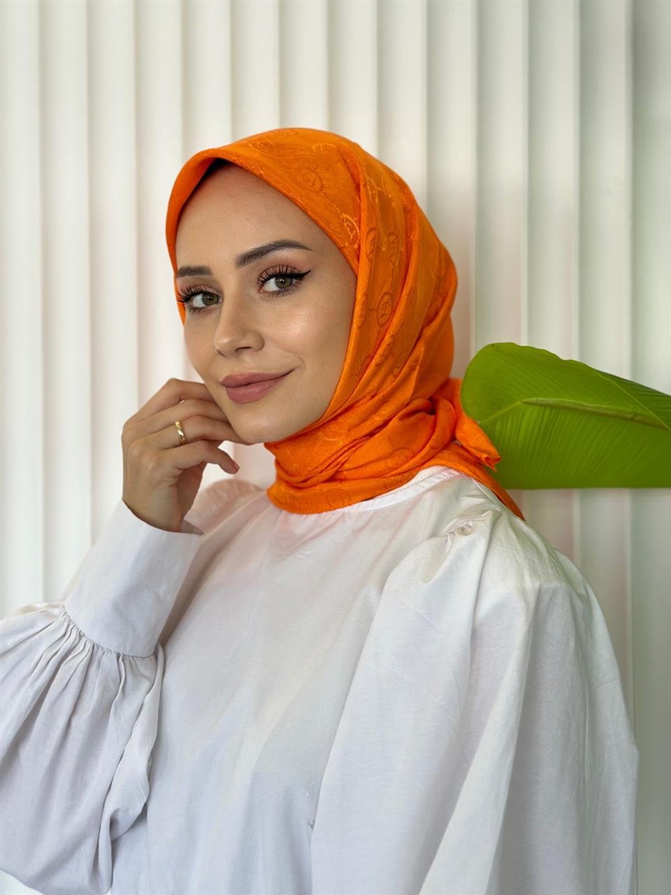 Oranj - Monogram Desen Eşarp