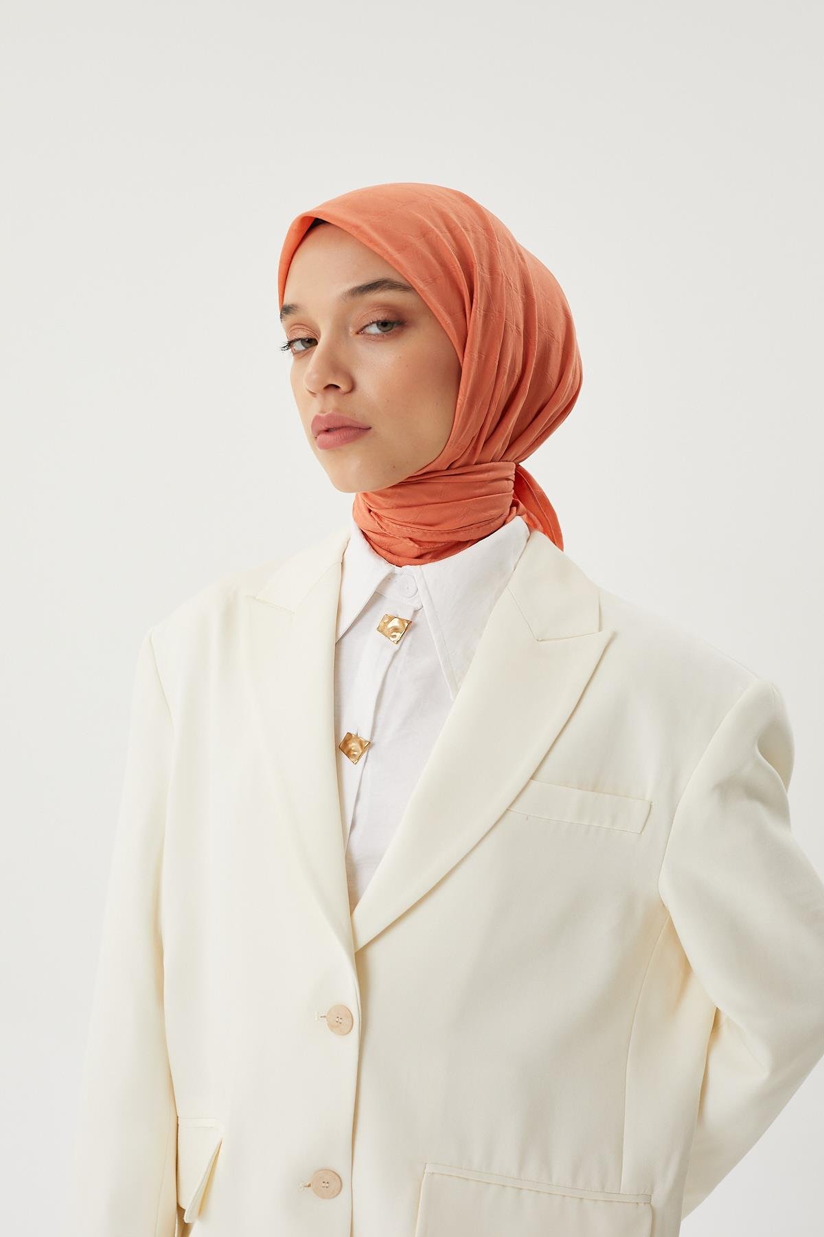Pastel Turuncu - Bambu Jakar Eşarp