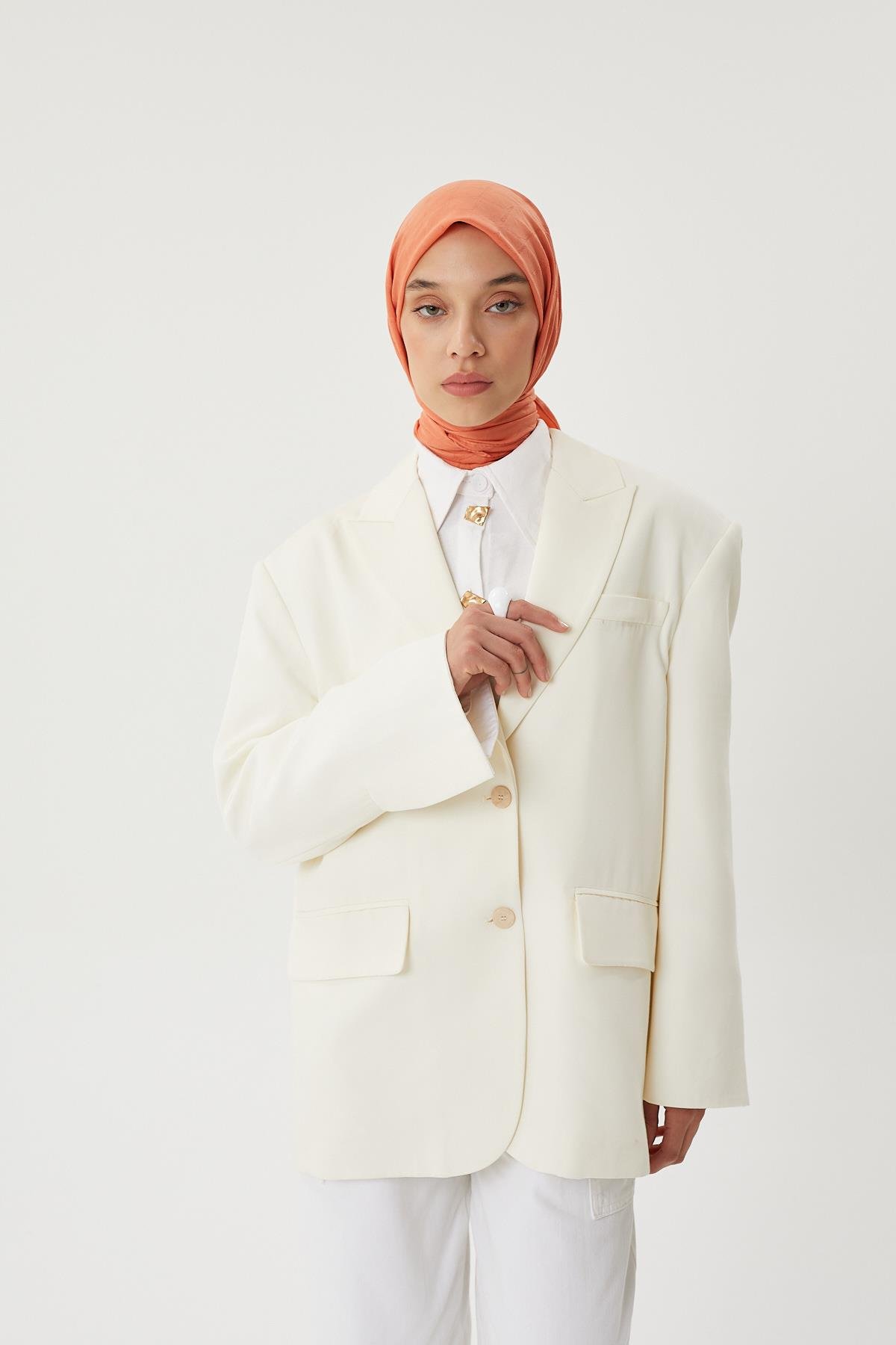 Pastel Turuncu - Bambu Jakar Eşarp