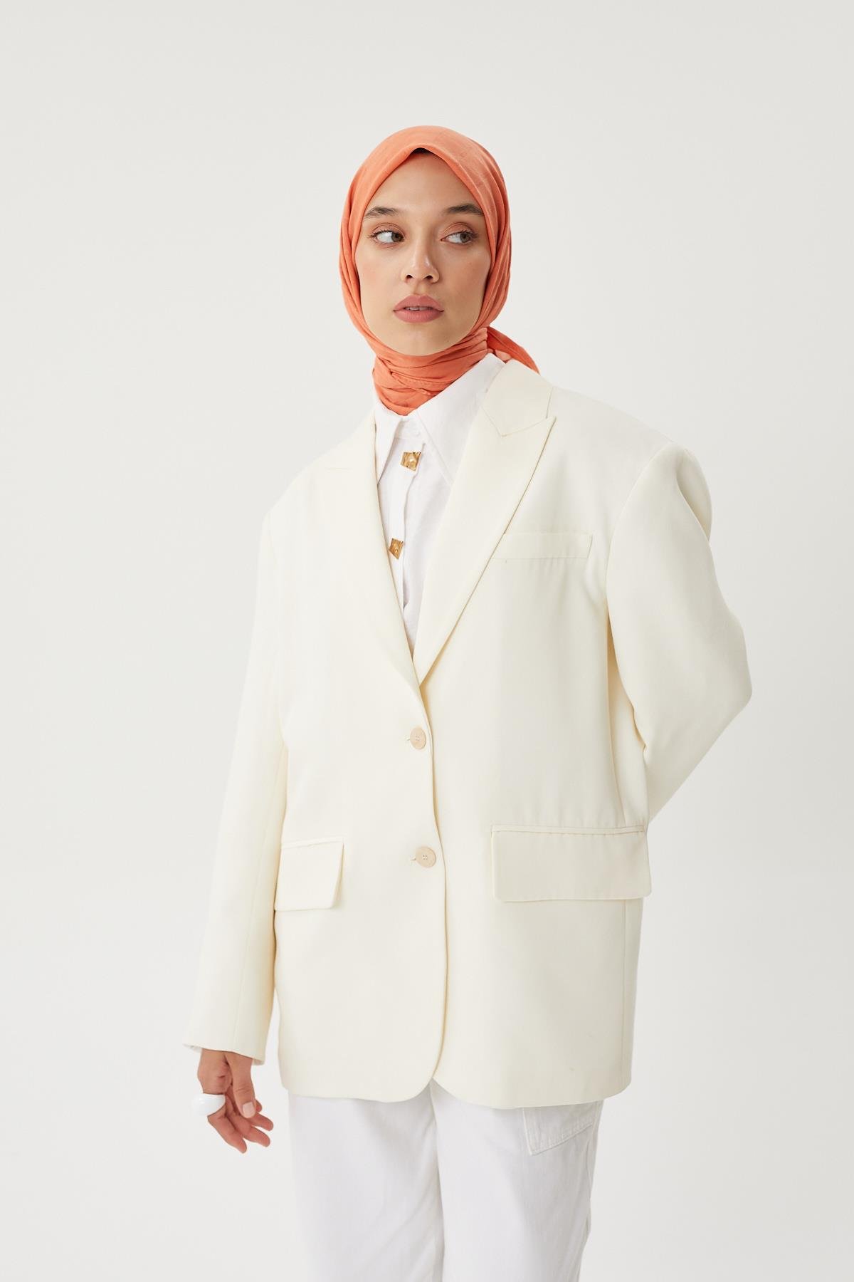 Pastel Turuncu - Bambu Jakar Eşarp
