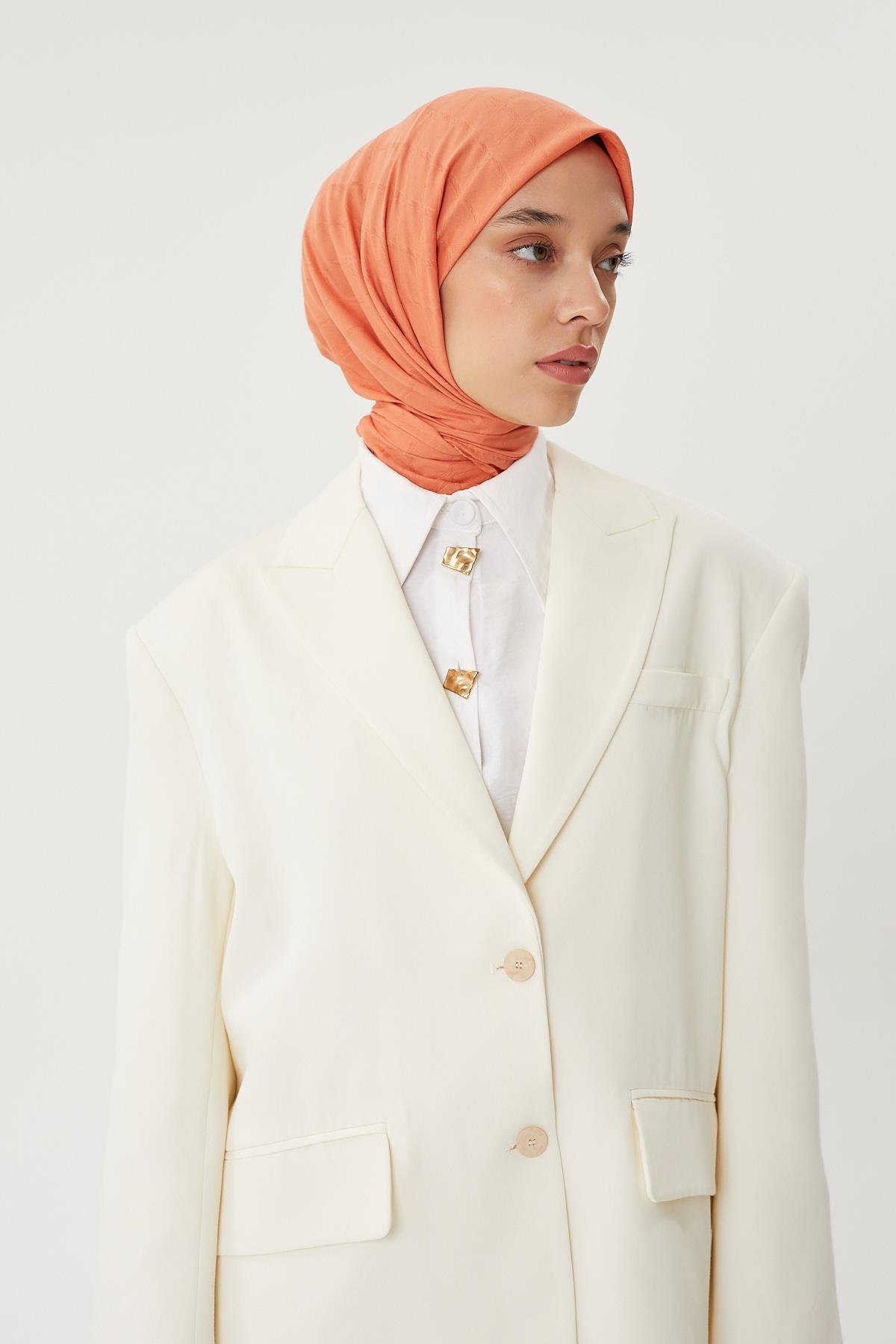 Pastel Turuncu - Bambu Jakar Eşarp