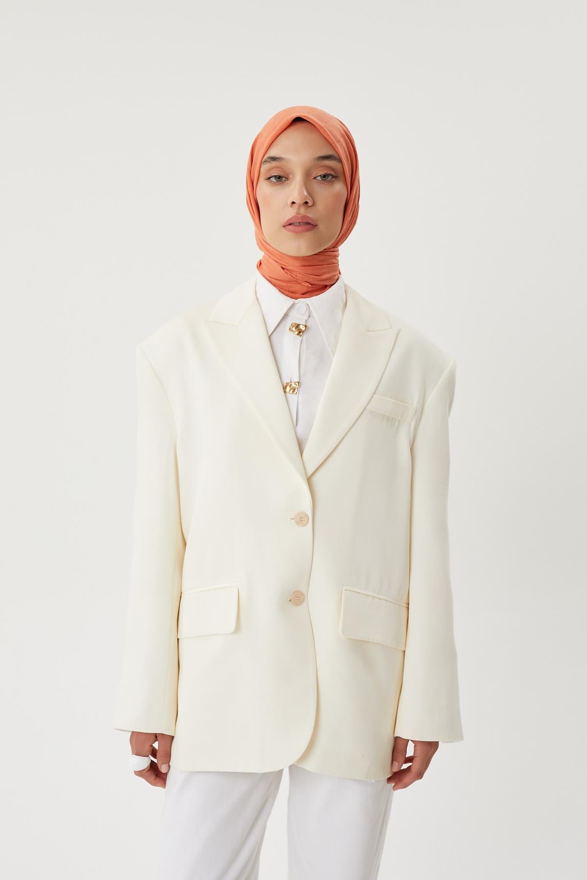 Pastel Turuncu - Bambu Jakar Eşarp