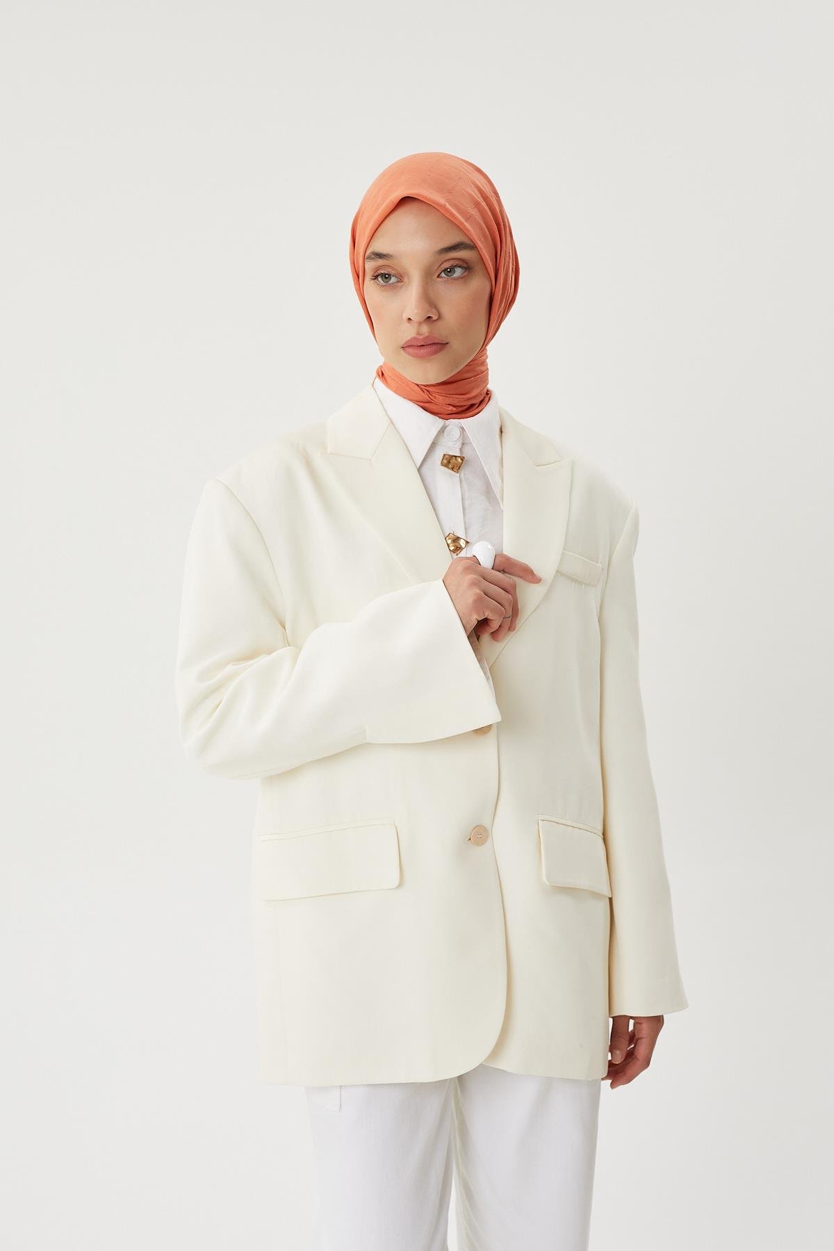 Pastel Turuncu - Bambu Jakar Eşarp