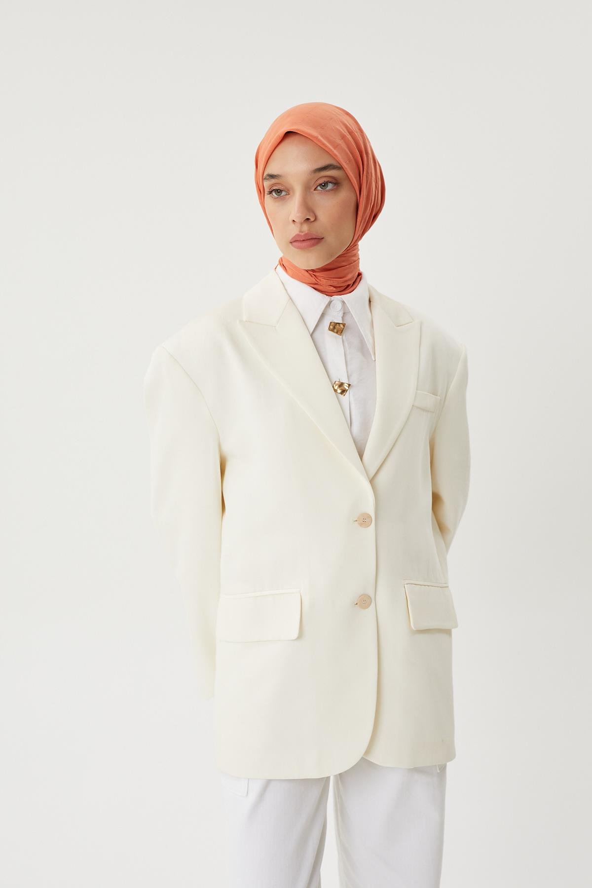 Pastel Turuncu - Bambu Jakar Eşarp