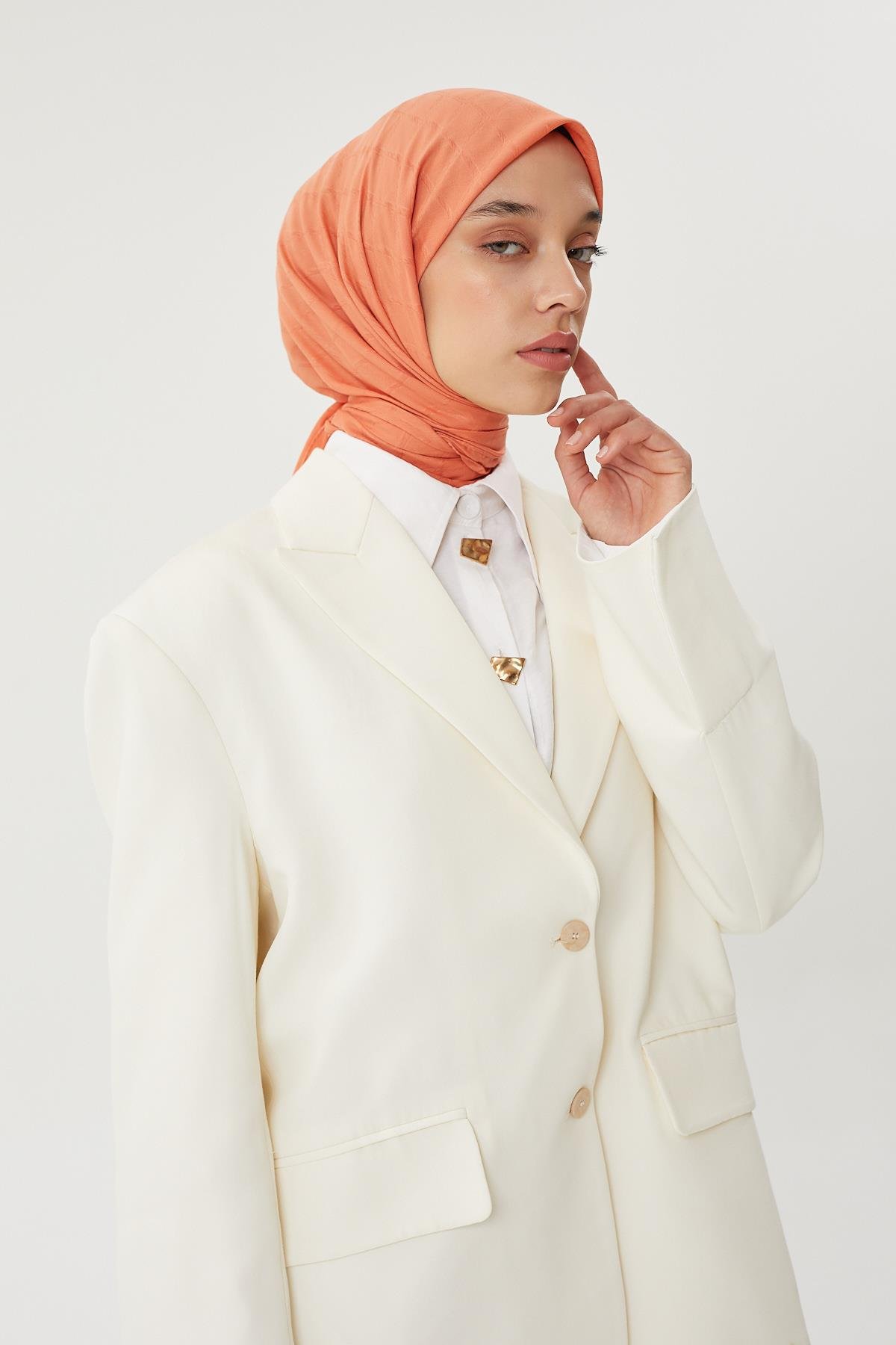 Pastel Turuncu - Bambu Jakar Eşarp