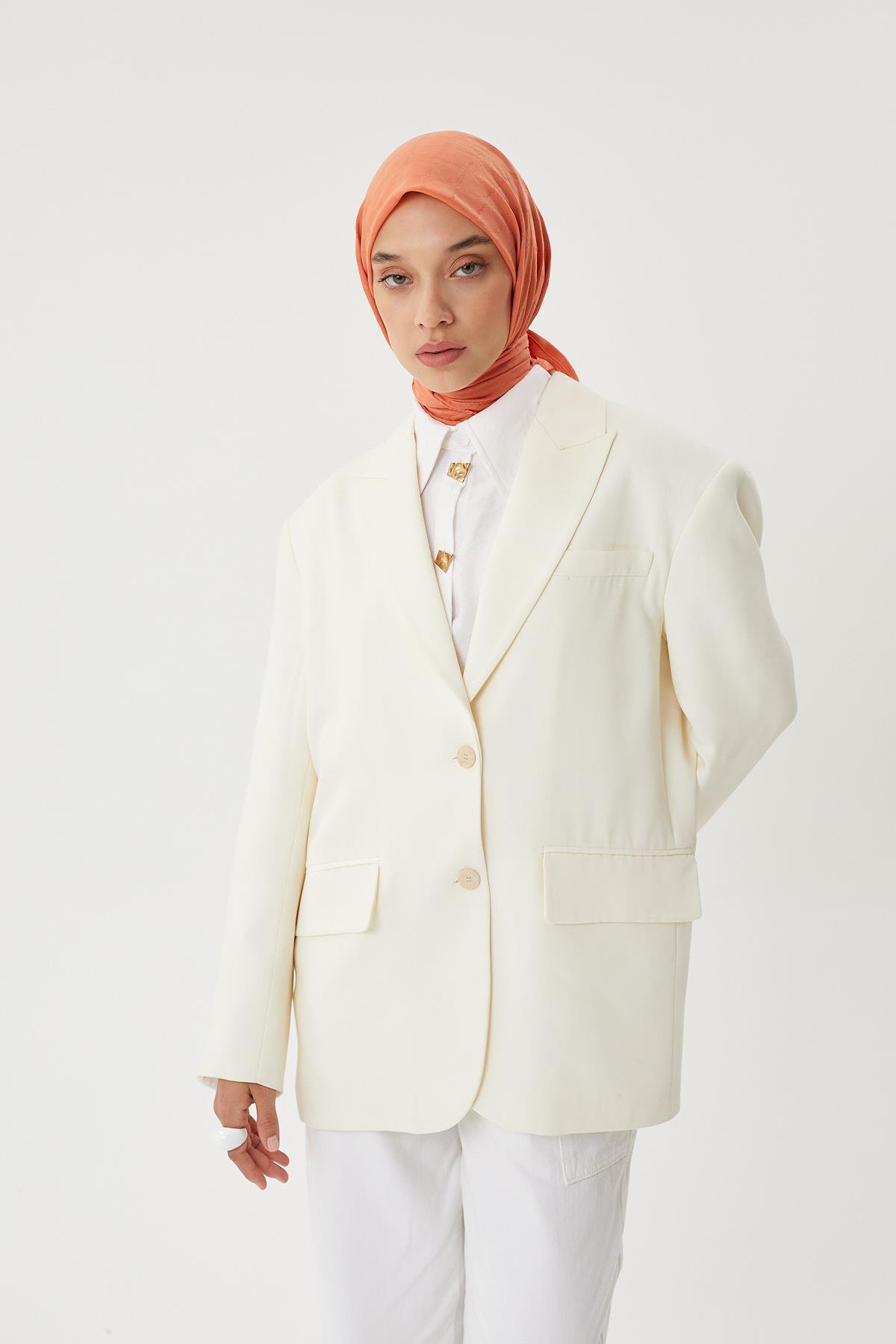 Pastel Turuncu - Bambu Jakar Eşarp