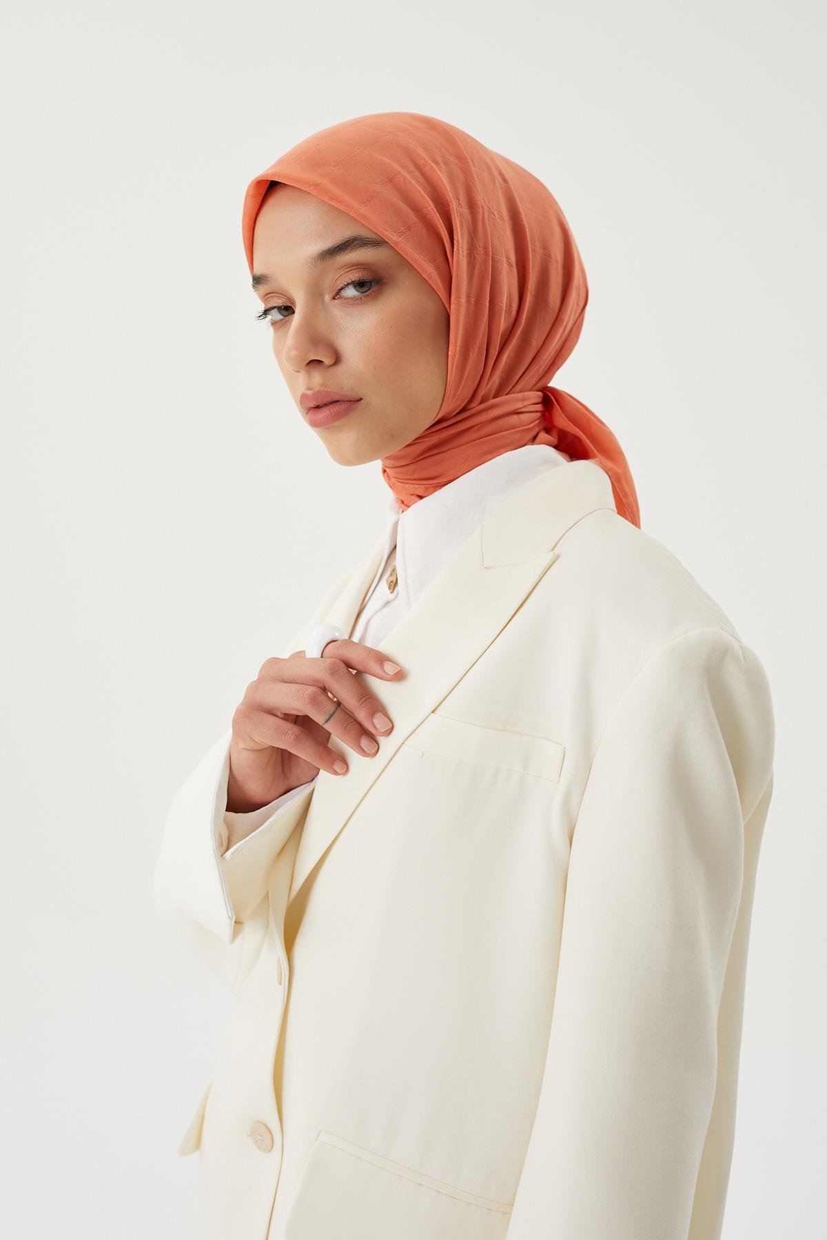 Pastel Turuncu - Bambu Jakar Eşarp