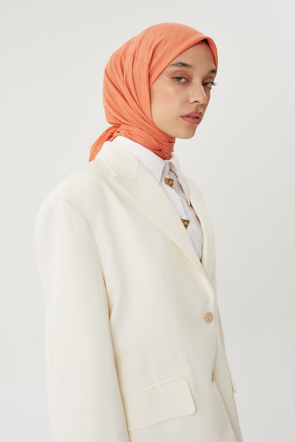 Pastel Turuncu - Bambu Jakar Eşarp
