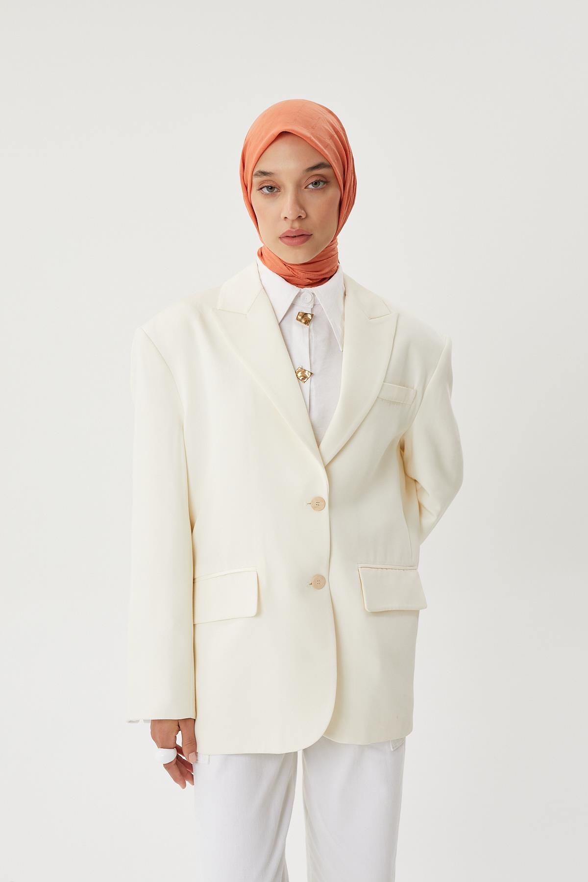Pastel Turuncu - Bambu Jakar Eşarp