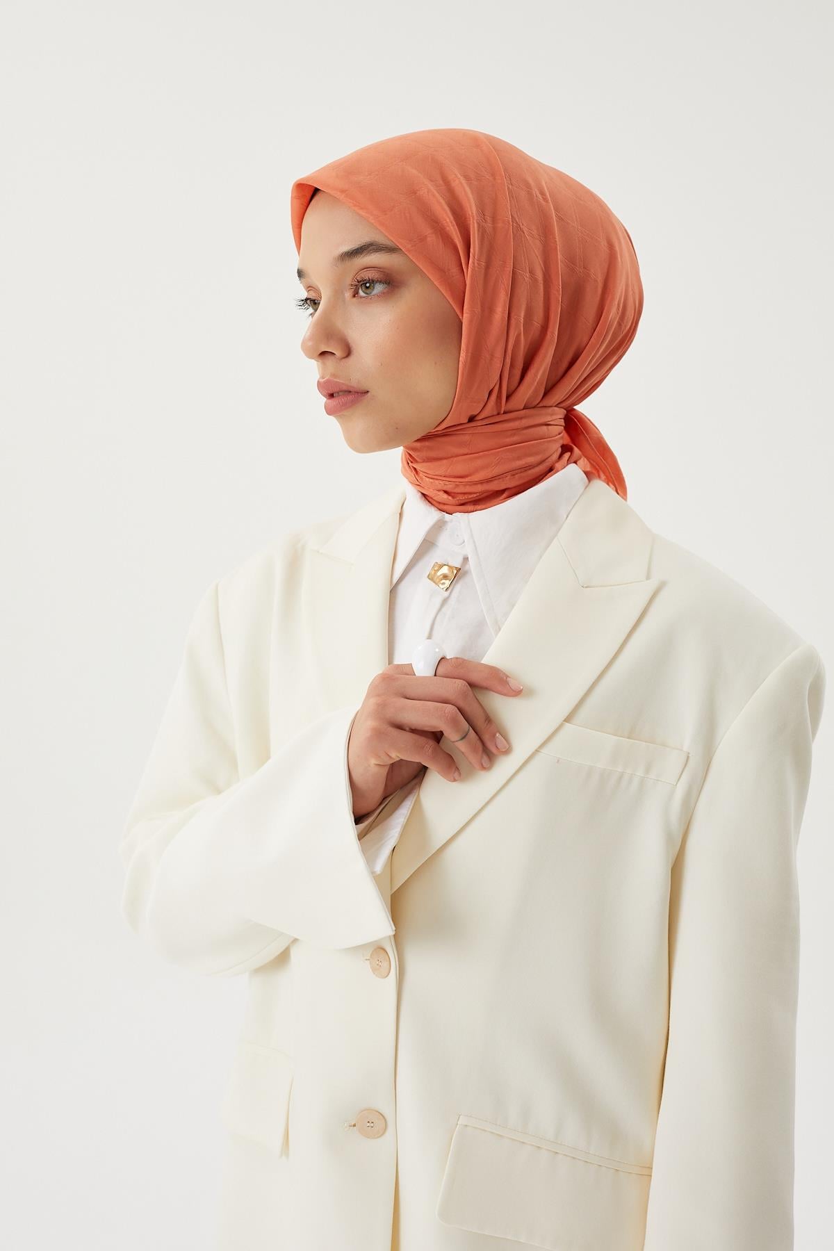 Pastel Turuncu - Bambu Jakar Eşarp