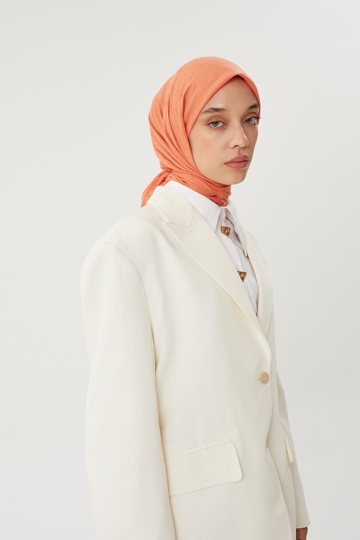 Pastel Turuncu - Bambu Jakar Eşarp