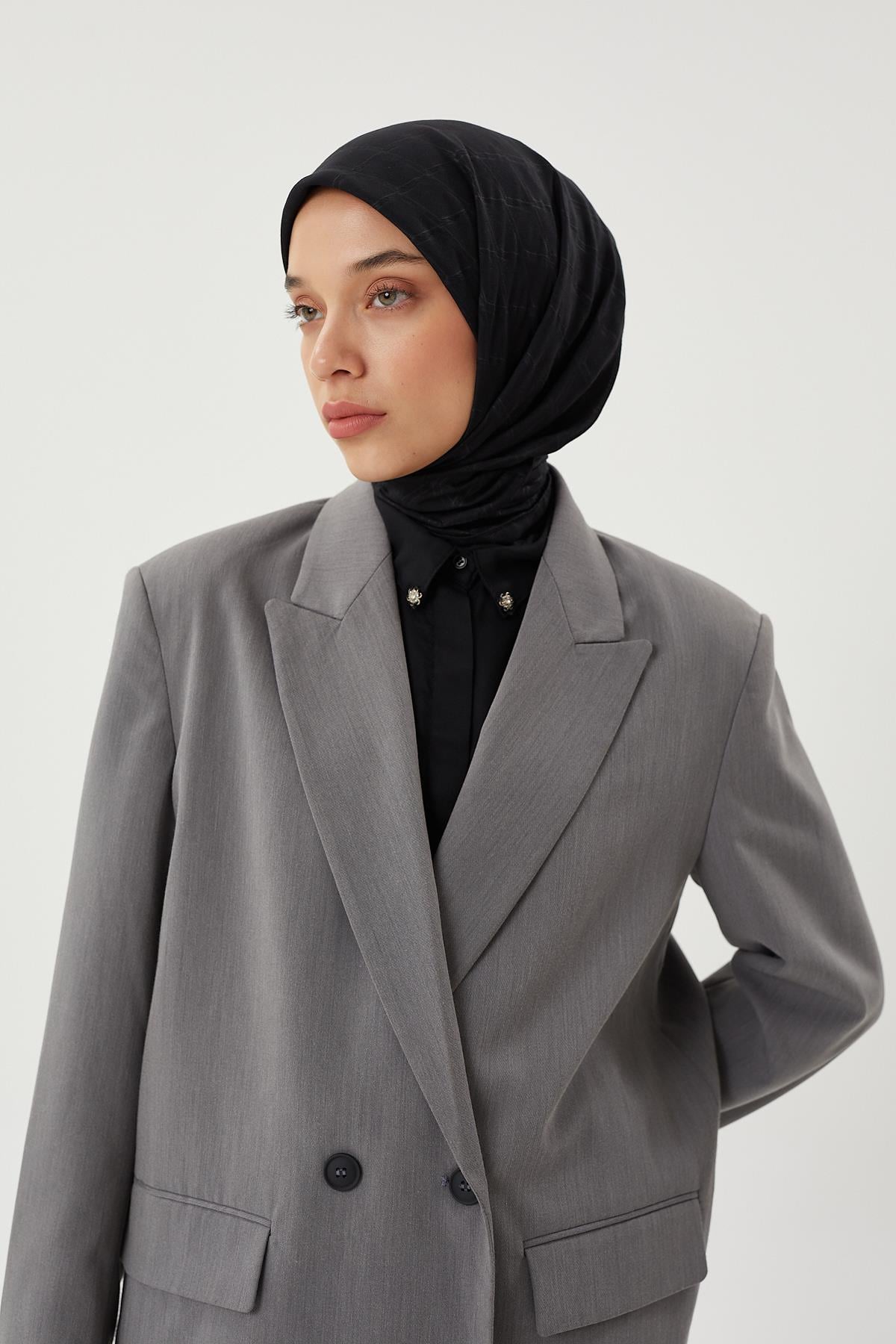 Siyah - Bambu Jakar Eşarp