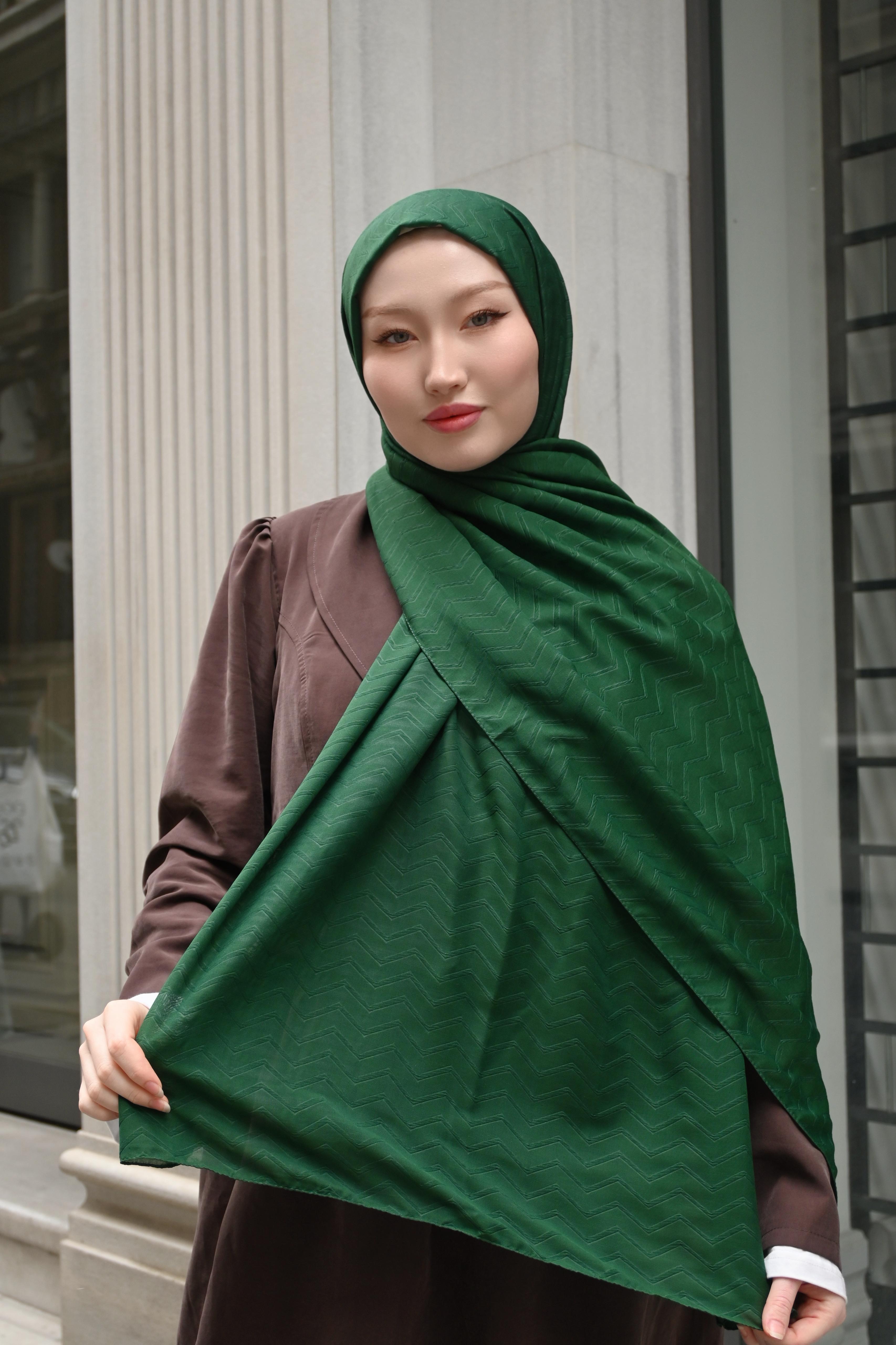 Zümrüt yeşili - Zigzag Desen Bambu Jakar