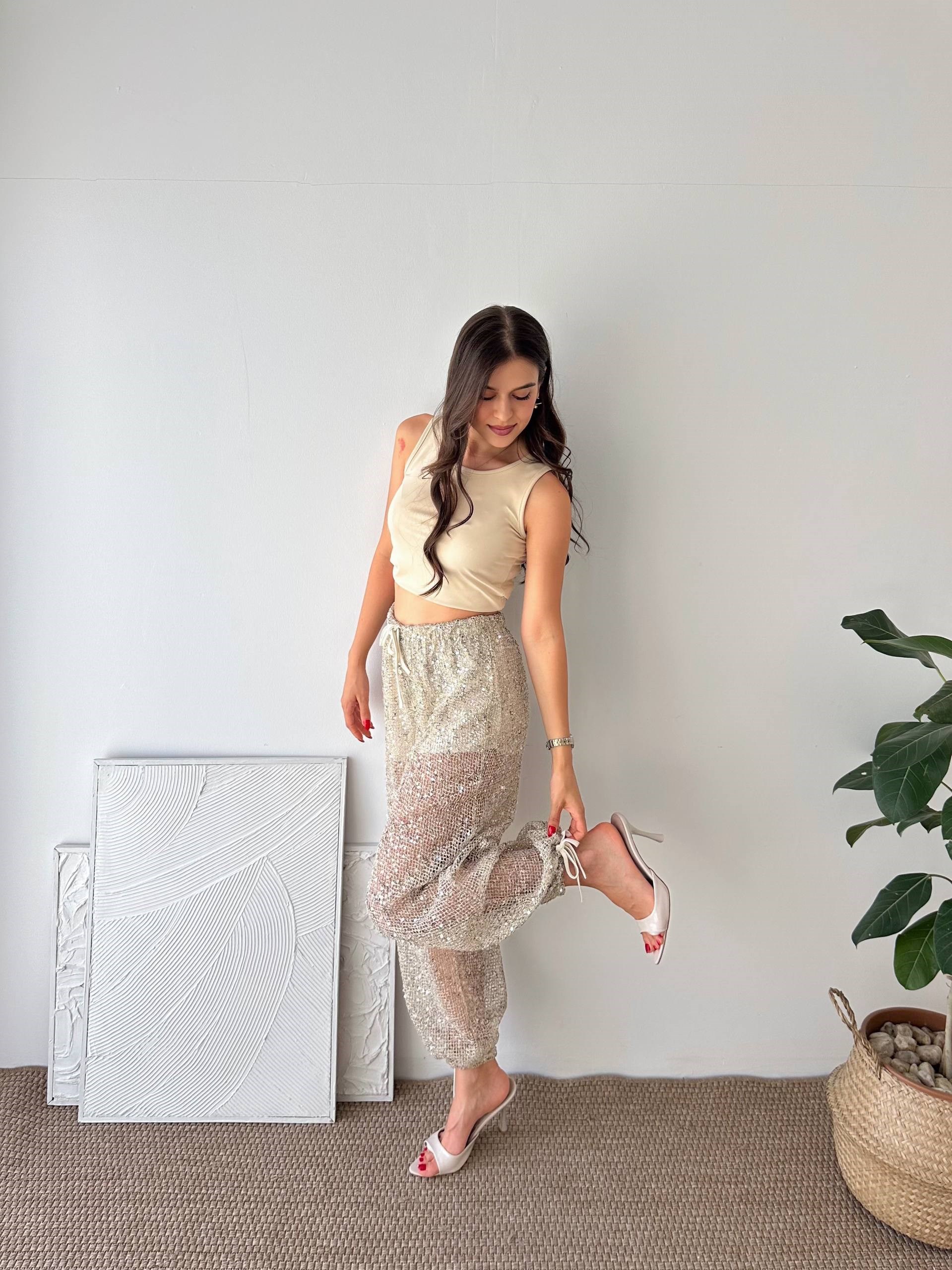 ASTARLI PUL KREM PANTALON