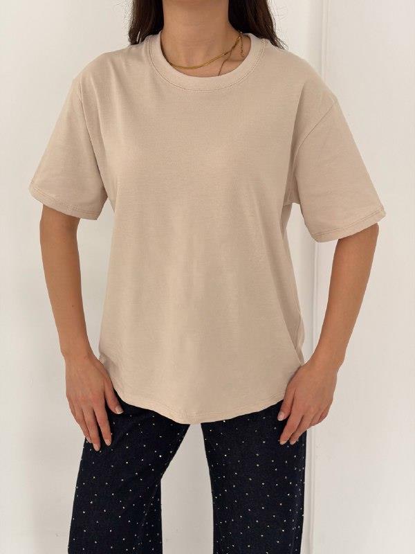 BASIC OVERSİZE KREM TSHİRT