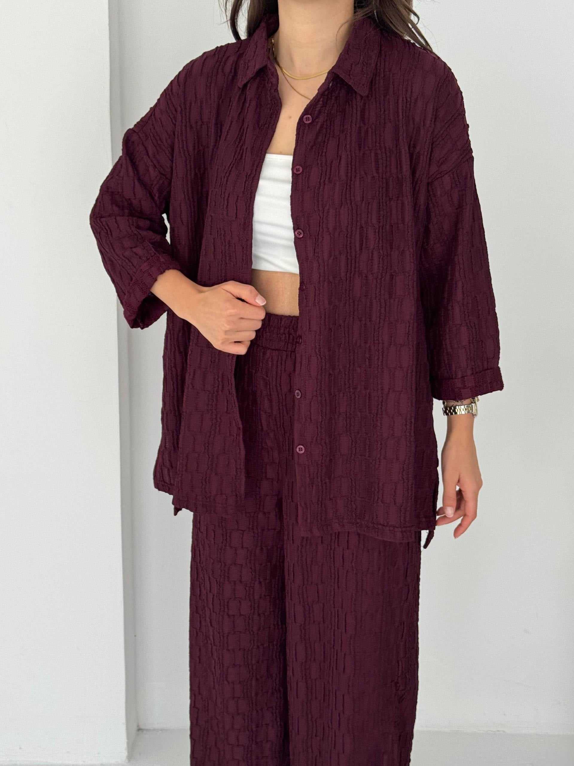 BORDO DÜĞMELİ KUMAŞ TAKIM