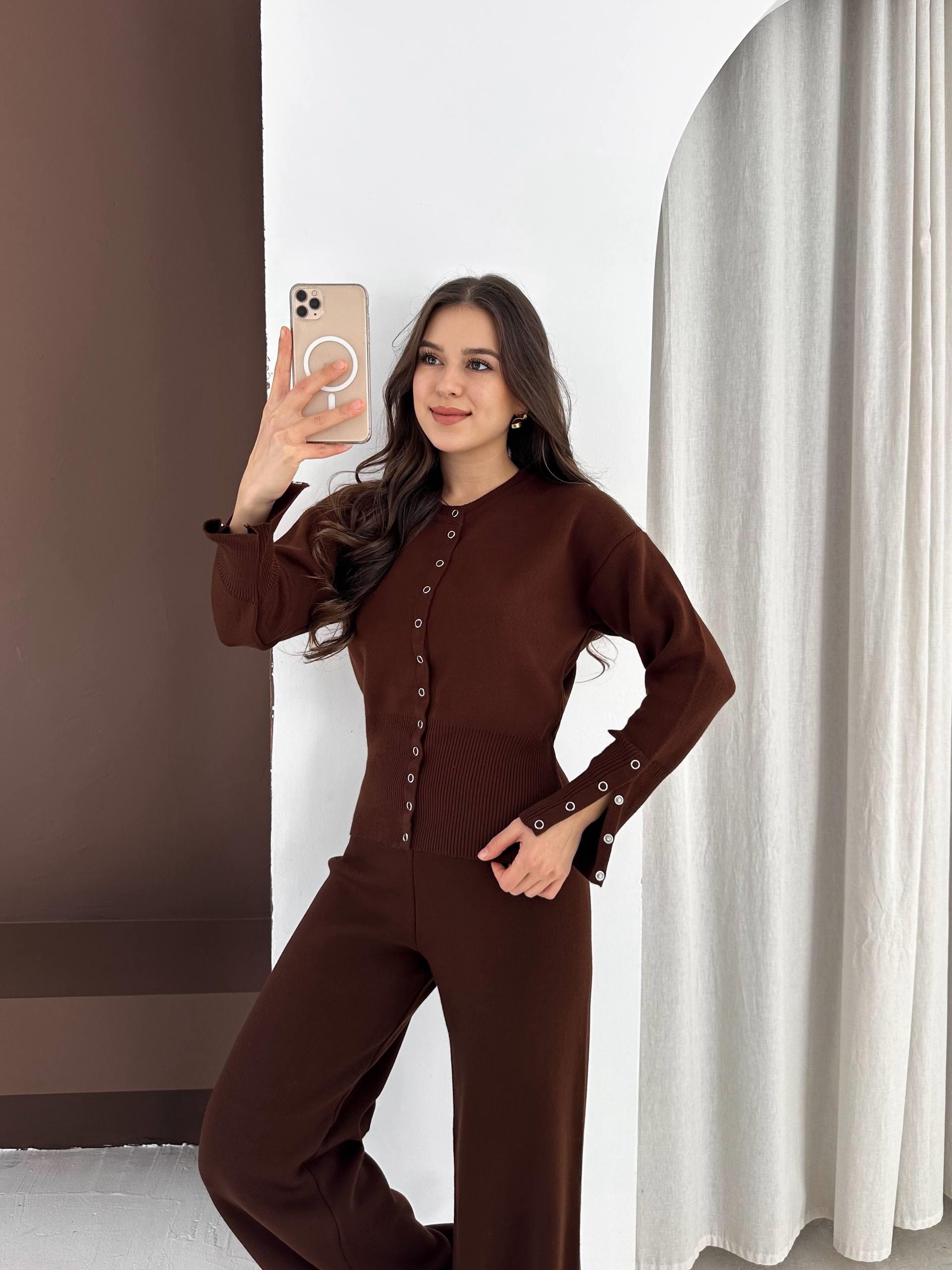 ÇITÇITLI DETAY KAHVE TRİKO TAKIM