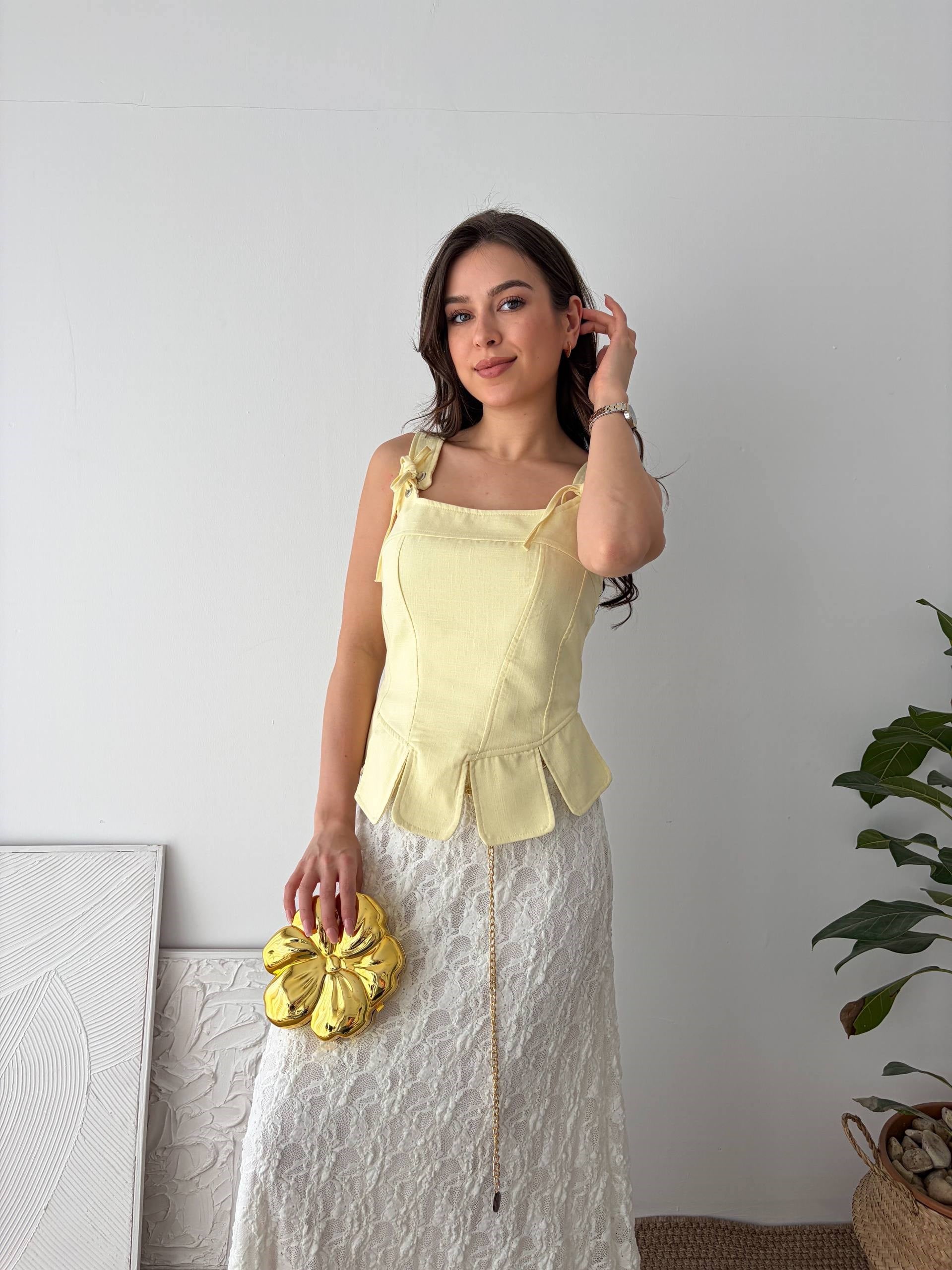 DOKUMA TASARIM SARI BLUZ
