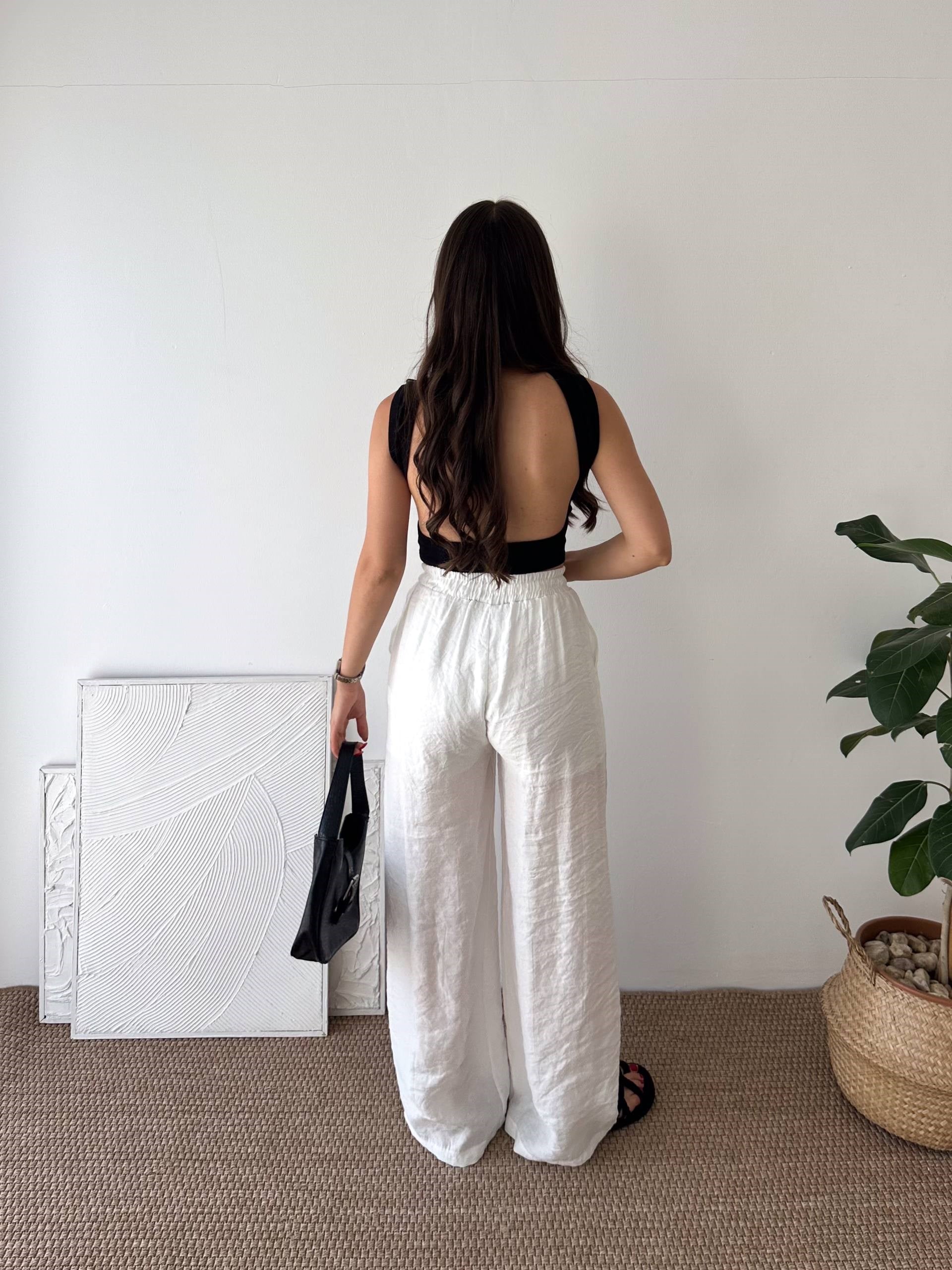 İÇİ ASTARLI BEYAZ PANTALON