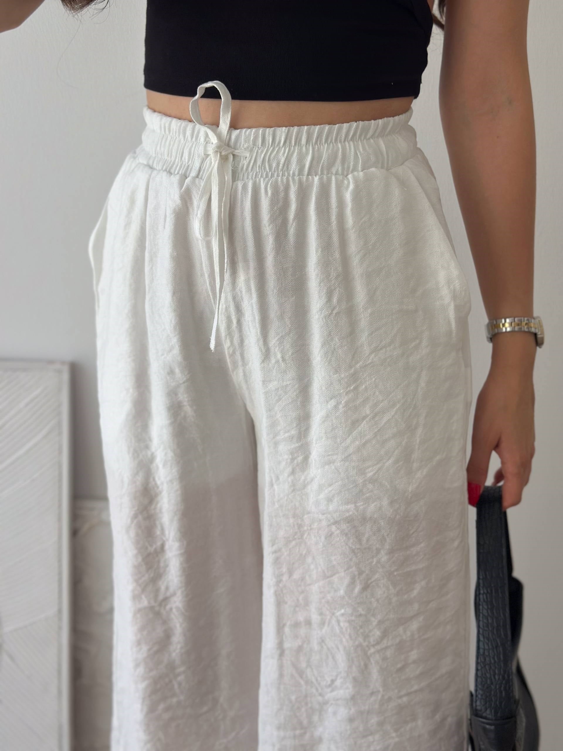 İÇİ ASTARLI BEYAZ PANTALON