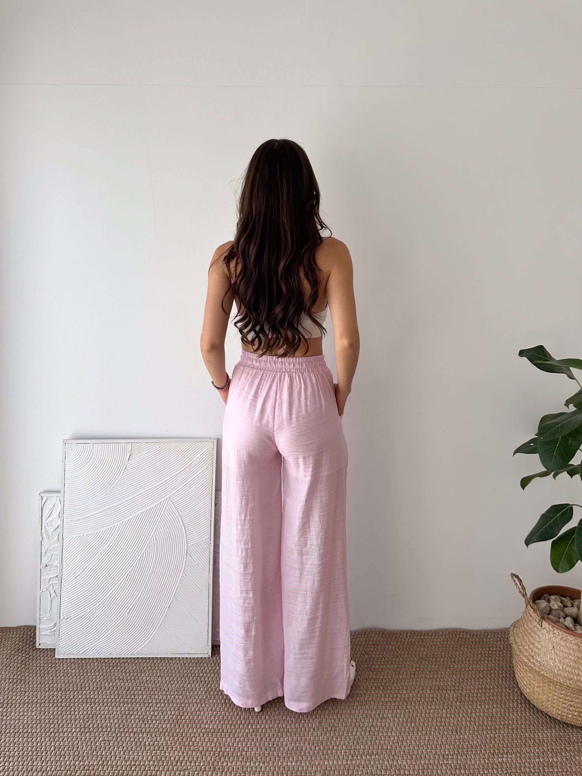 İÇİ ASTARLI PEMBE PANTALON