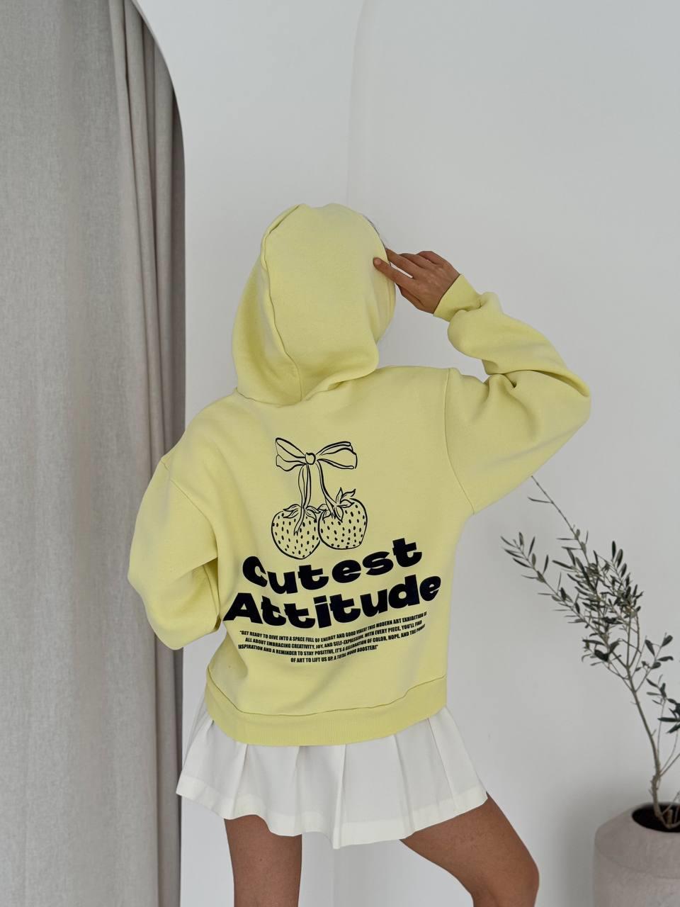 KAPŞONLU CUTEDT SARI SWEAT